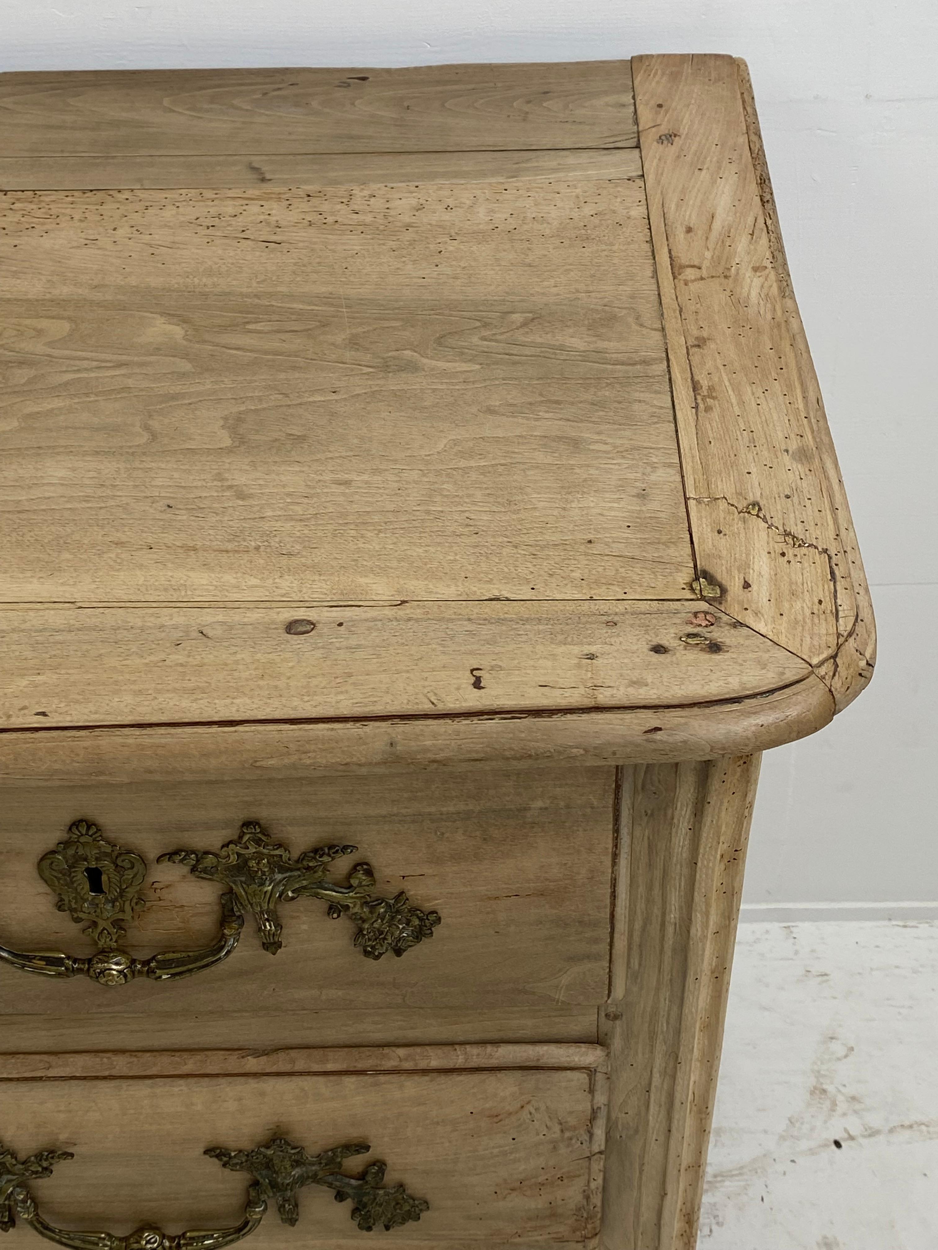 18th Century Rustic French Commode in Bleached Walnut For Sale