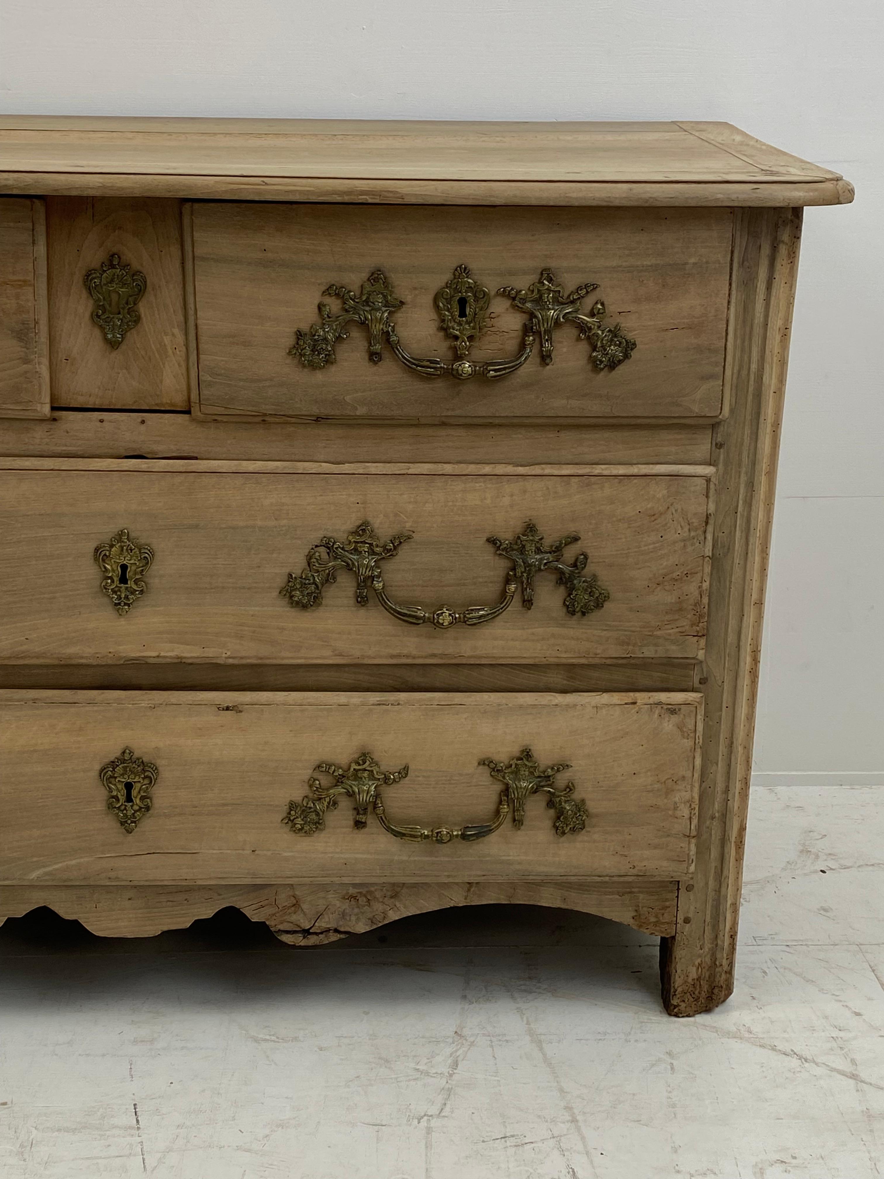 Rustic French Commode in Bleached Walnut For Sale 1