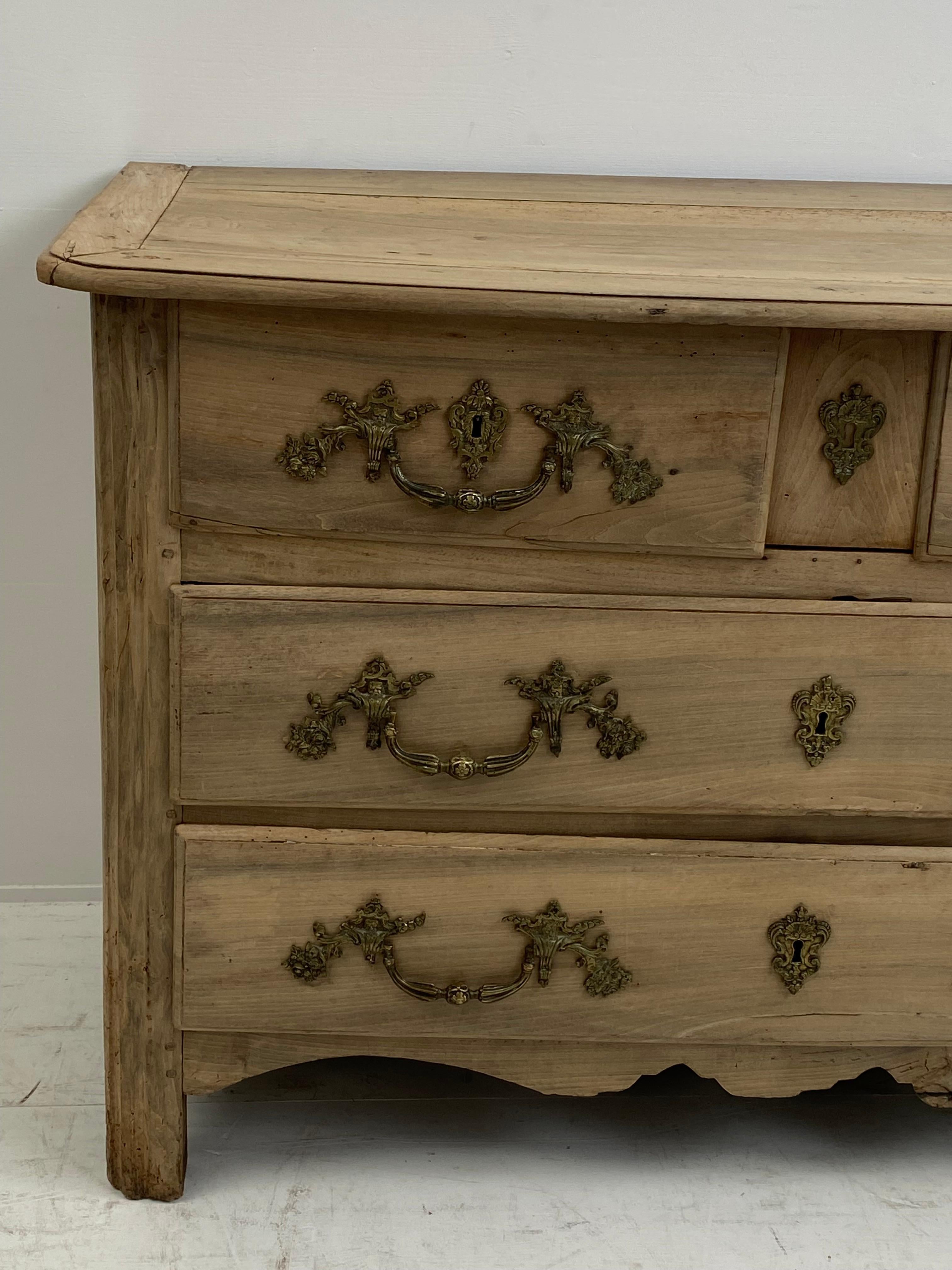 Rustic French Commode in Bleached Walnut For Sale 2