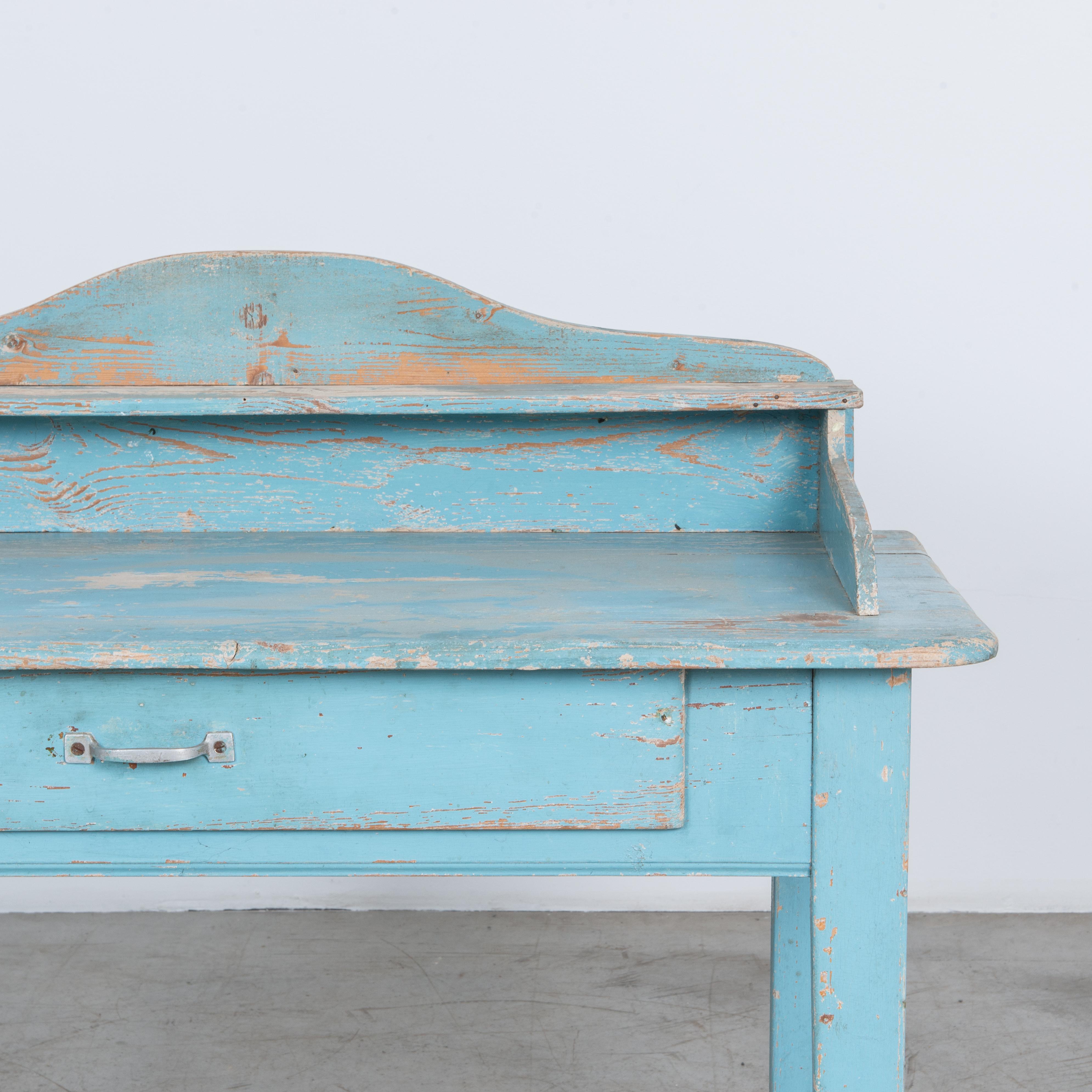 French Provincial Rustic French Country Blue Vanity Table