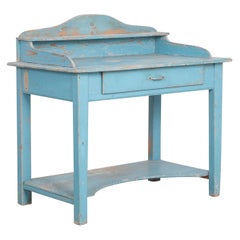 Antique Rustic French Country Blue Vanity Table