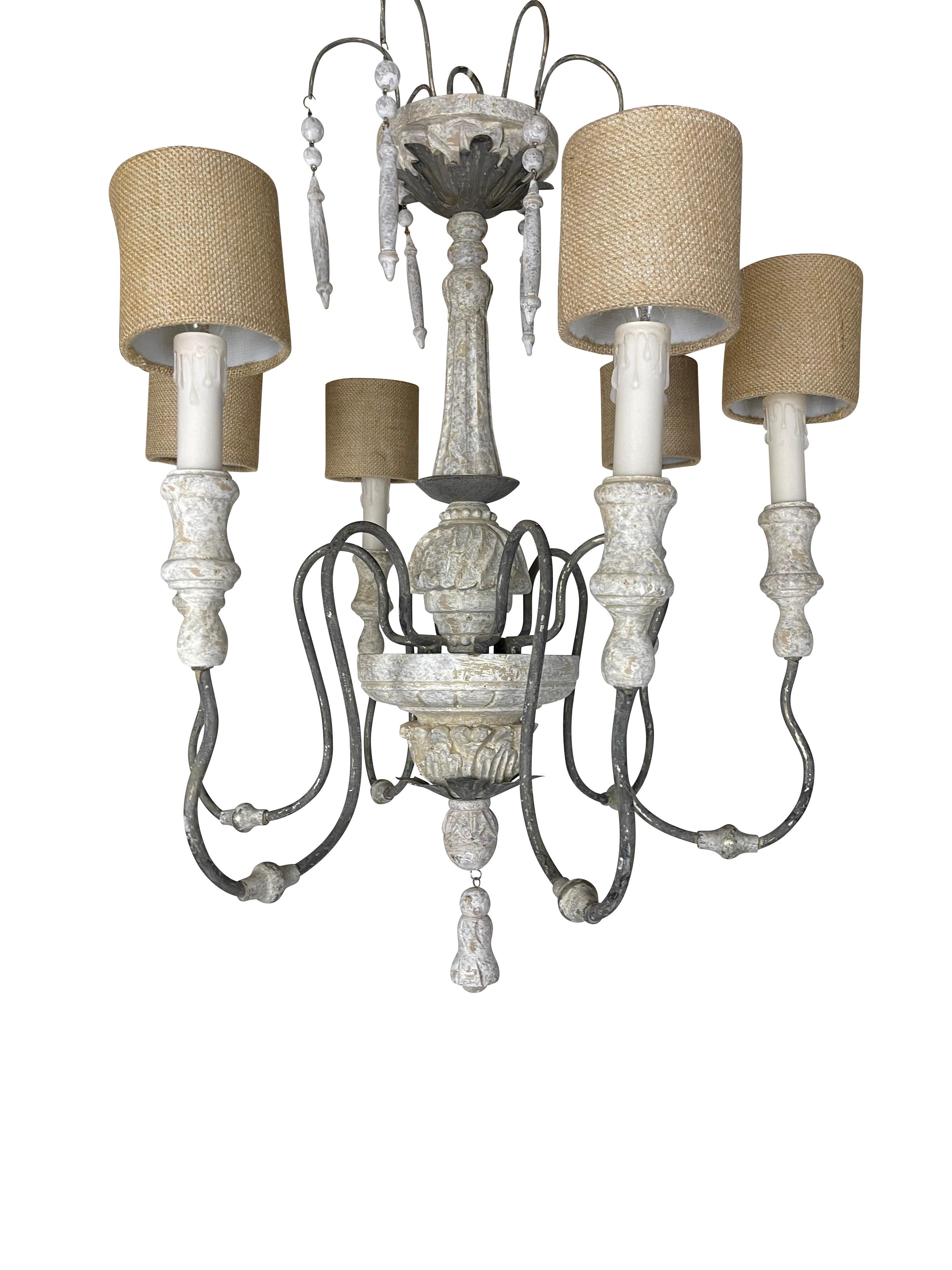 Rustic French Country Grey Painted Chandelier 2
