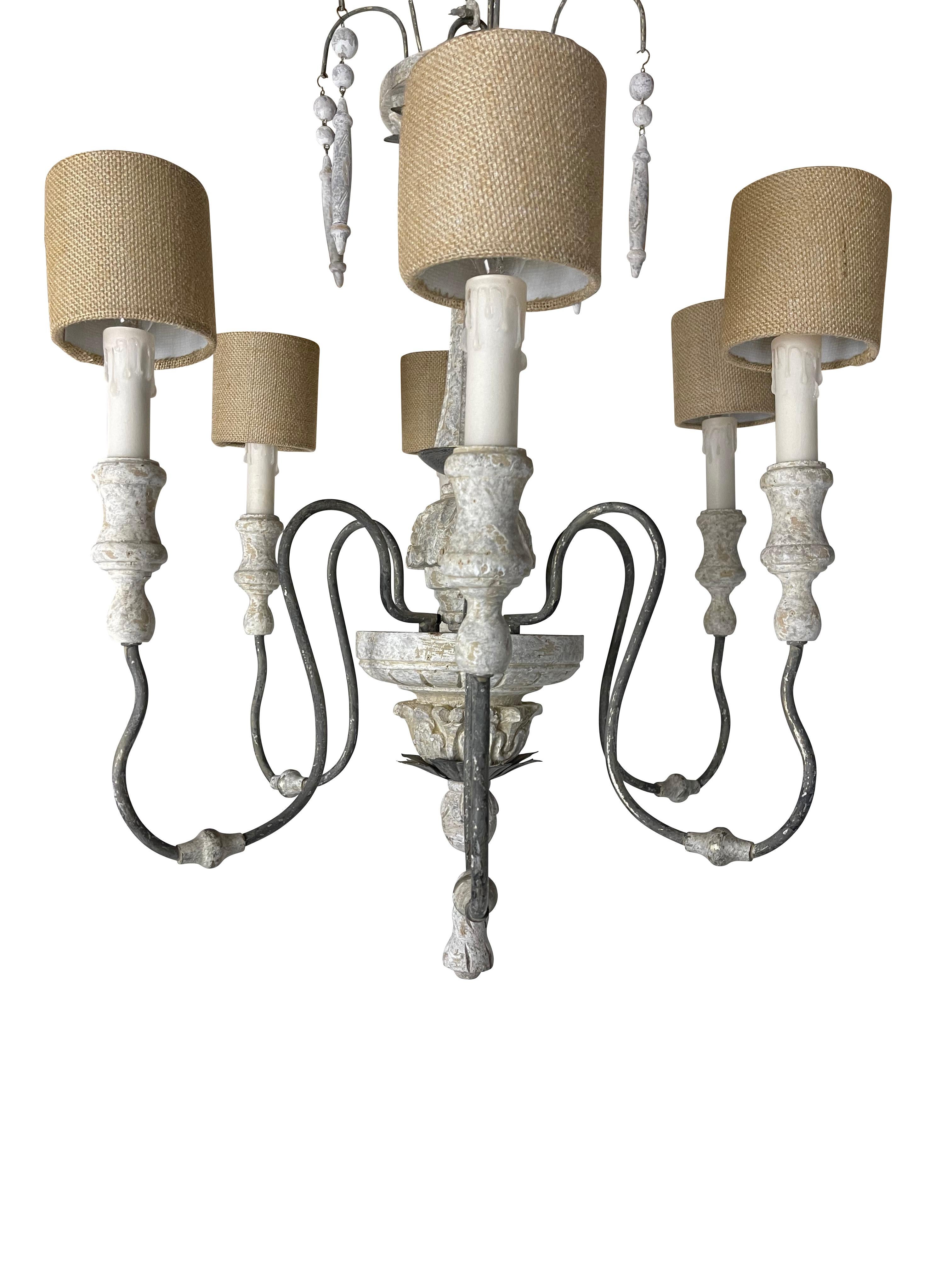 Rustic French Country Grey Painted Chandelier 3