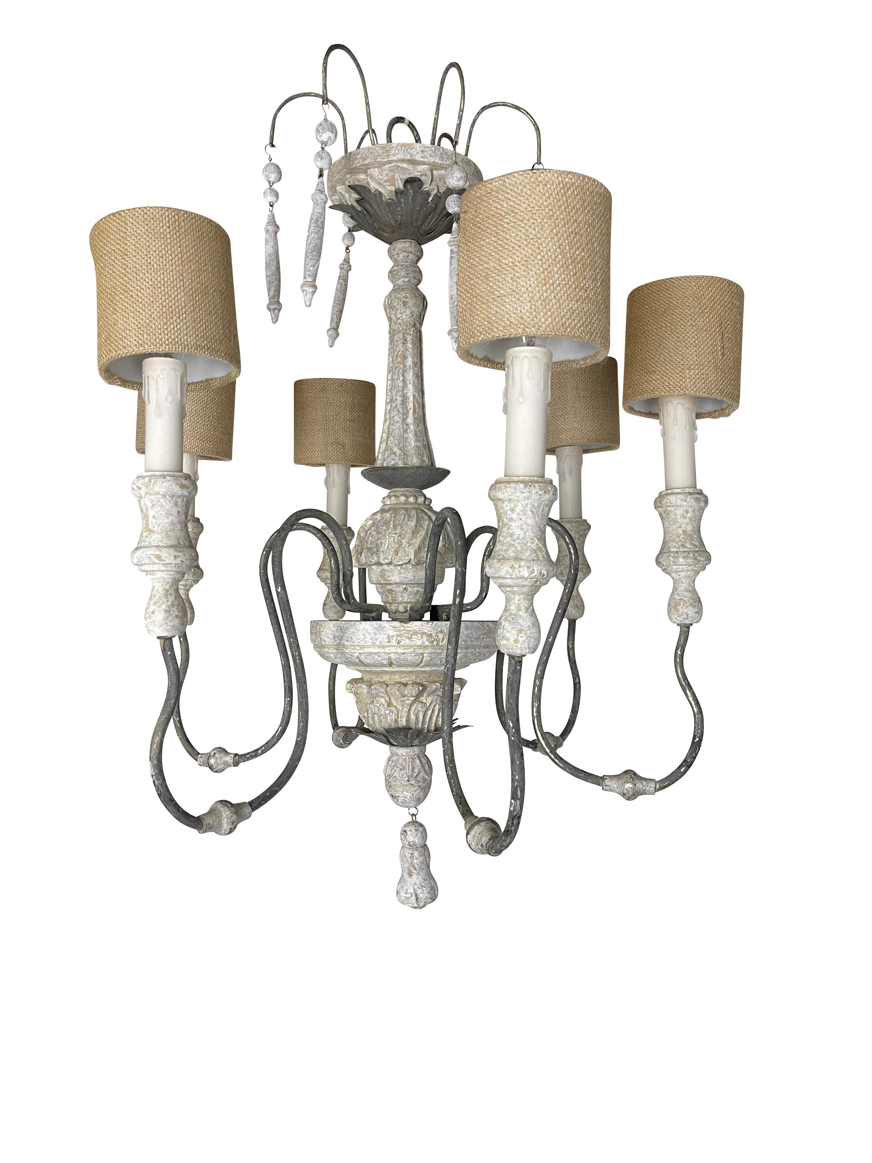 Rustic French Country Grey Painted Chandelier 1