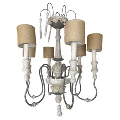 Rustic French Country Grey Painted Chandelier