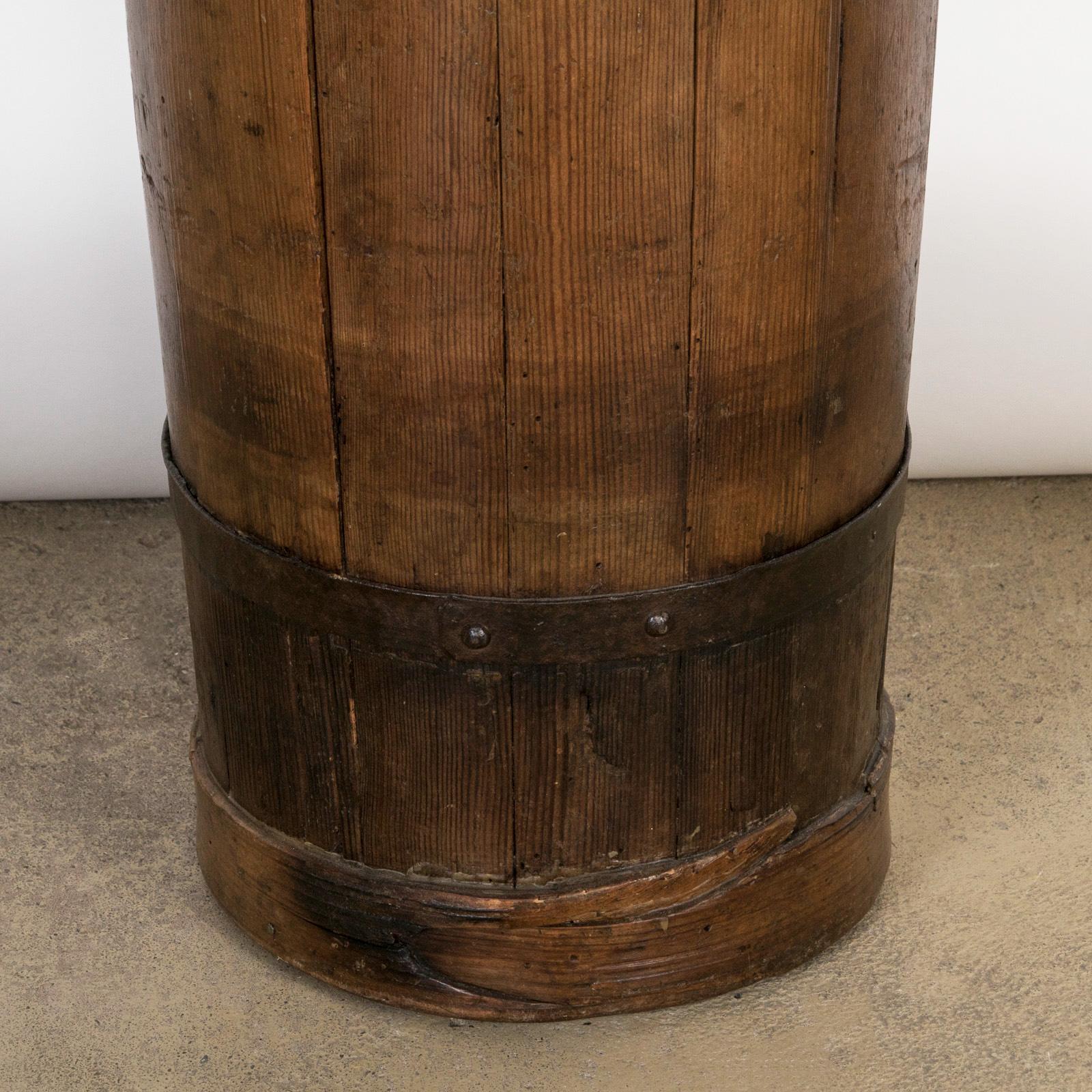 Hand-Crafted Rustic French Country Style Wooden Umbrella Or Cane Stand, Early 20th C For Sale