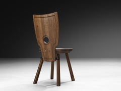 Rustic French Dining Chair in Solid Oak and Iron