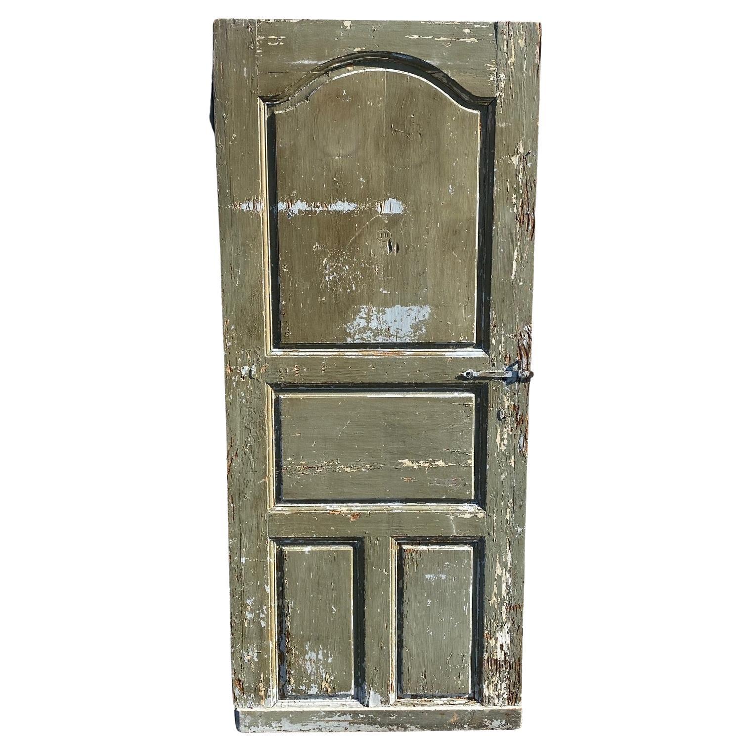 Rustic French Early 19th Century Carved and Signed Door  For Sale