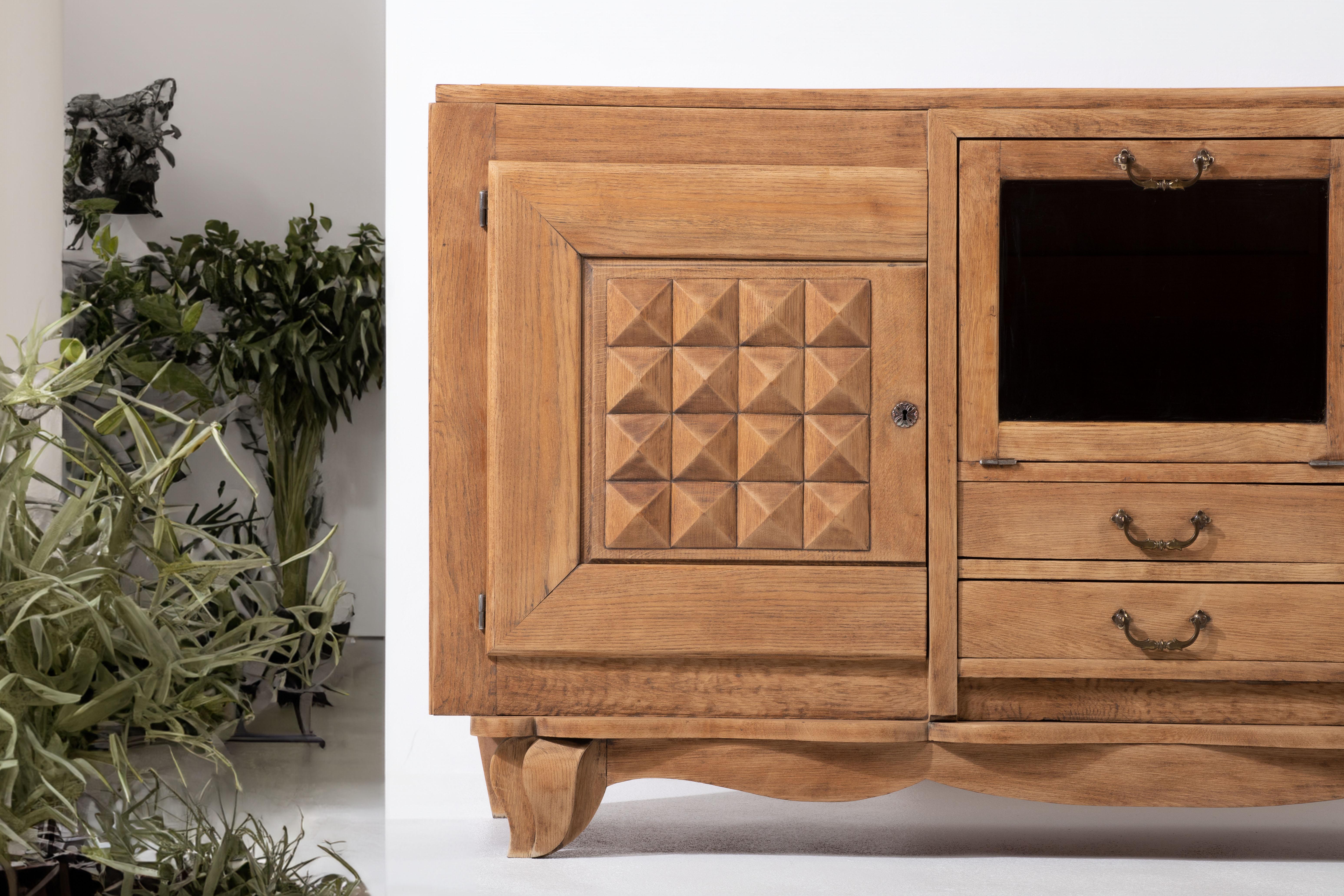 Rustic French Elegance : Enchanting Oak Sideboard from 1940 For Sale 5
