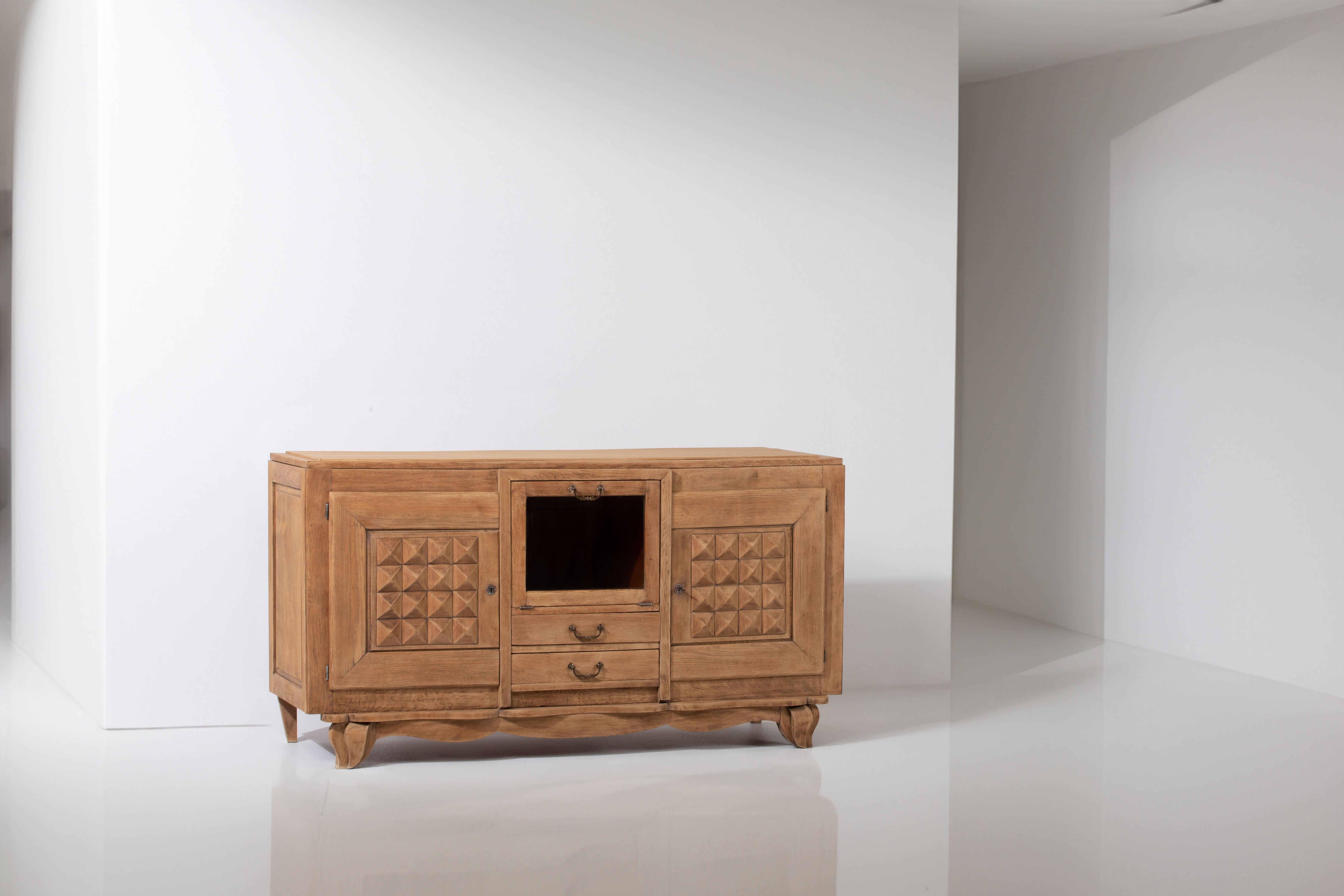Rustic French Elegance : Enchanting Oak Sideboard from 1940 For Sale 2