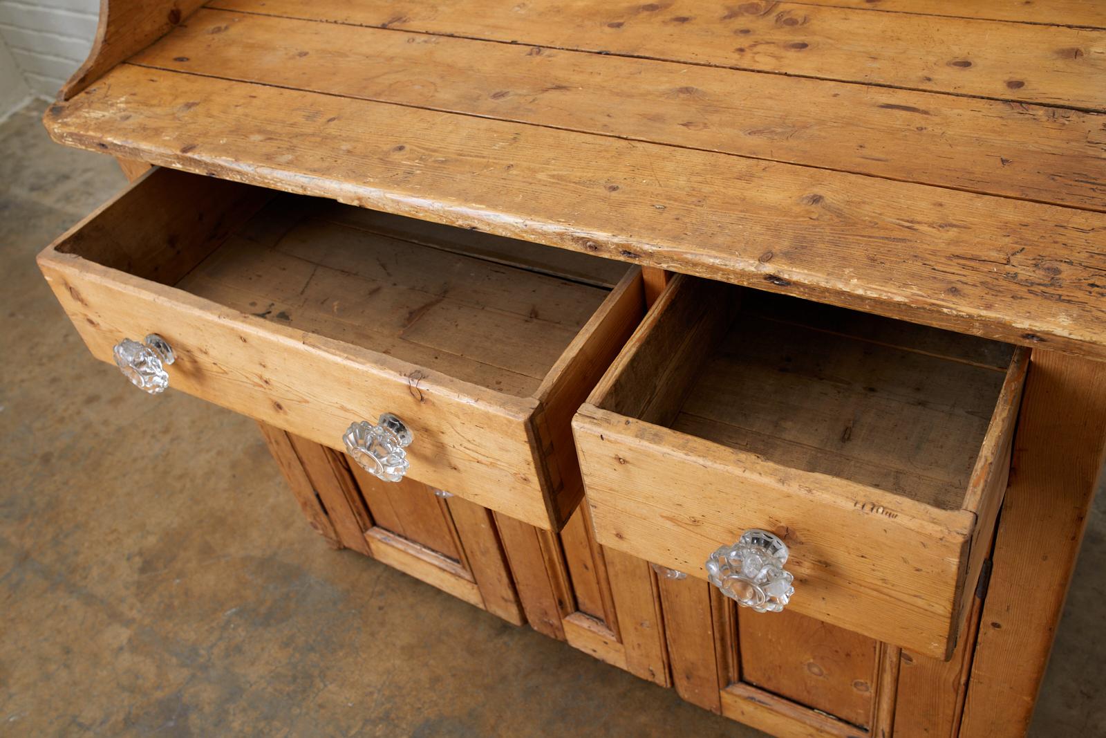 Rustic French Farmhouse Pine Washstand Cabinet 2