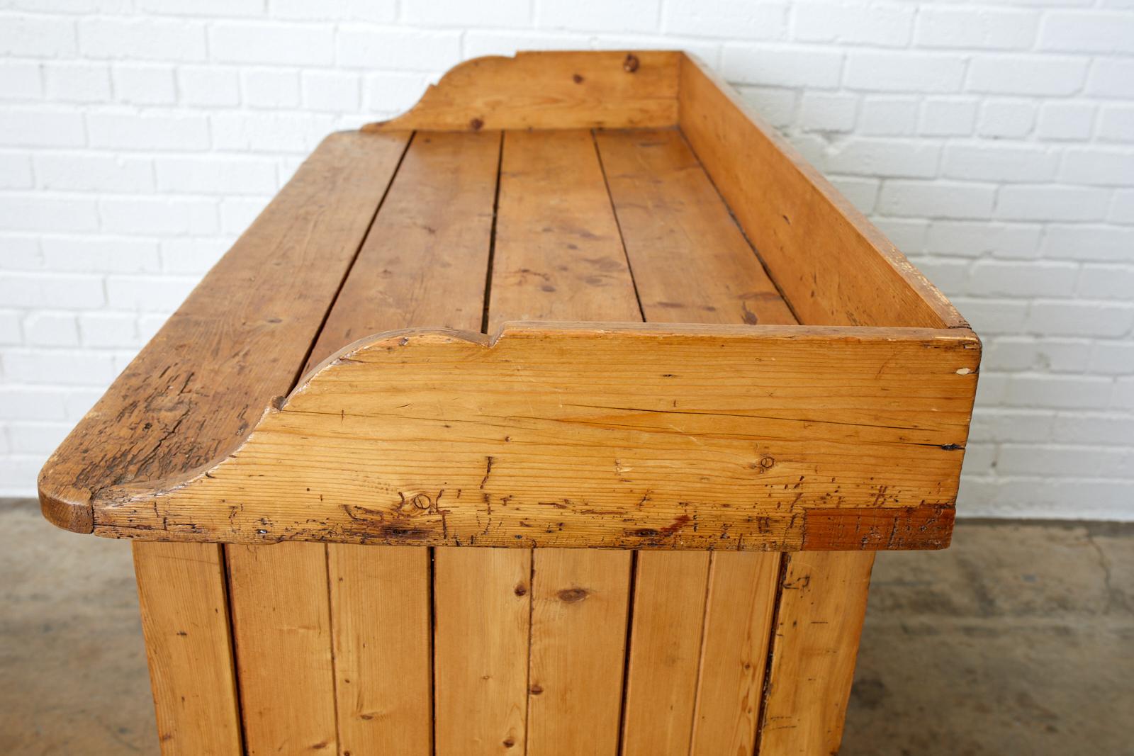 Glass Rustic French Farmhouse Pine Washstand Cabinet