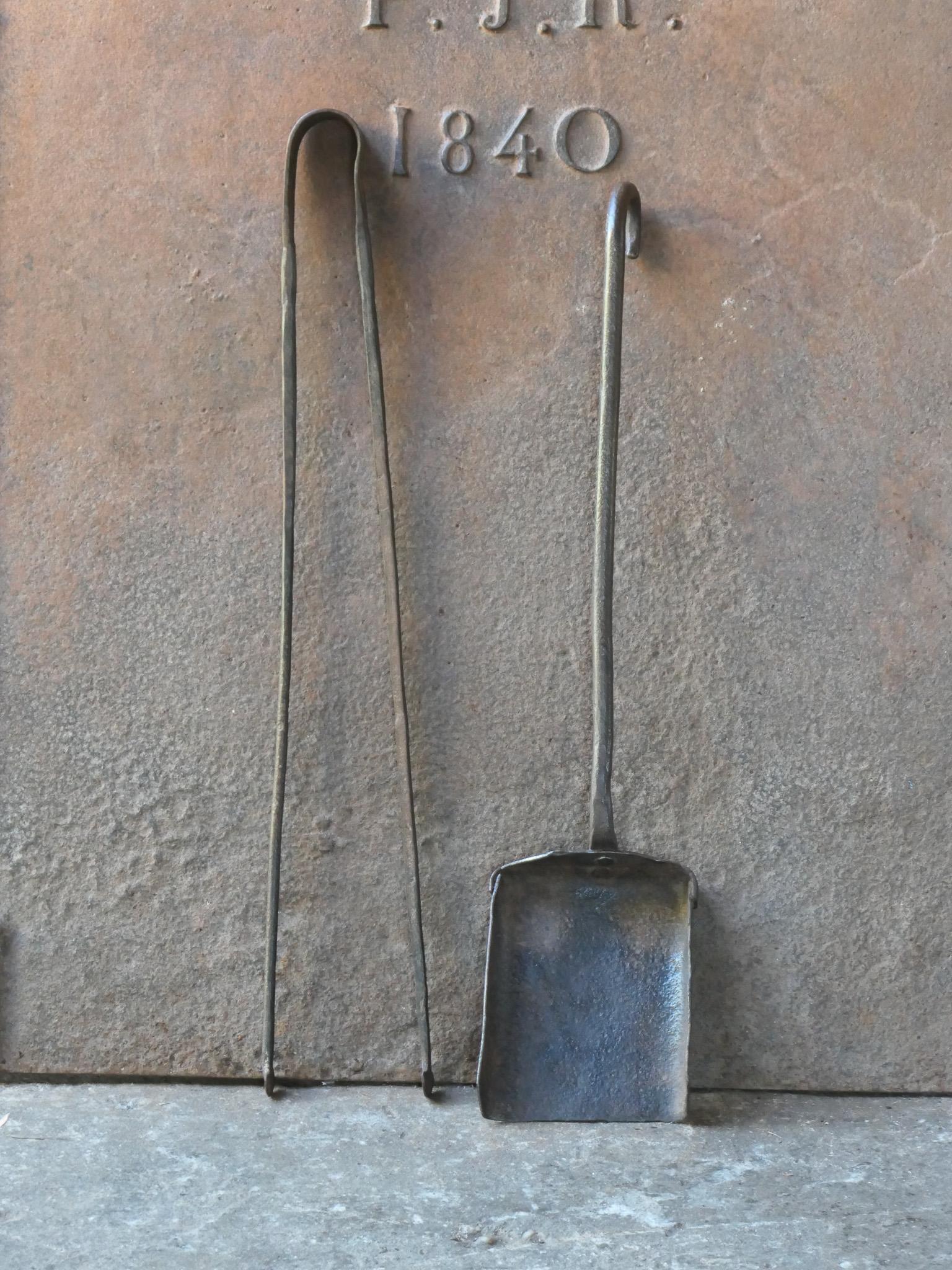 Forged Rustic French Fireplace Tools, 18th-19th Century, Louis XV Period For Sale