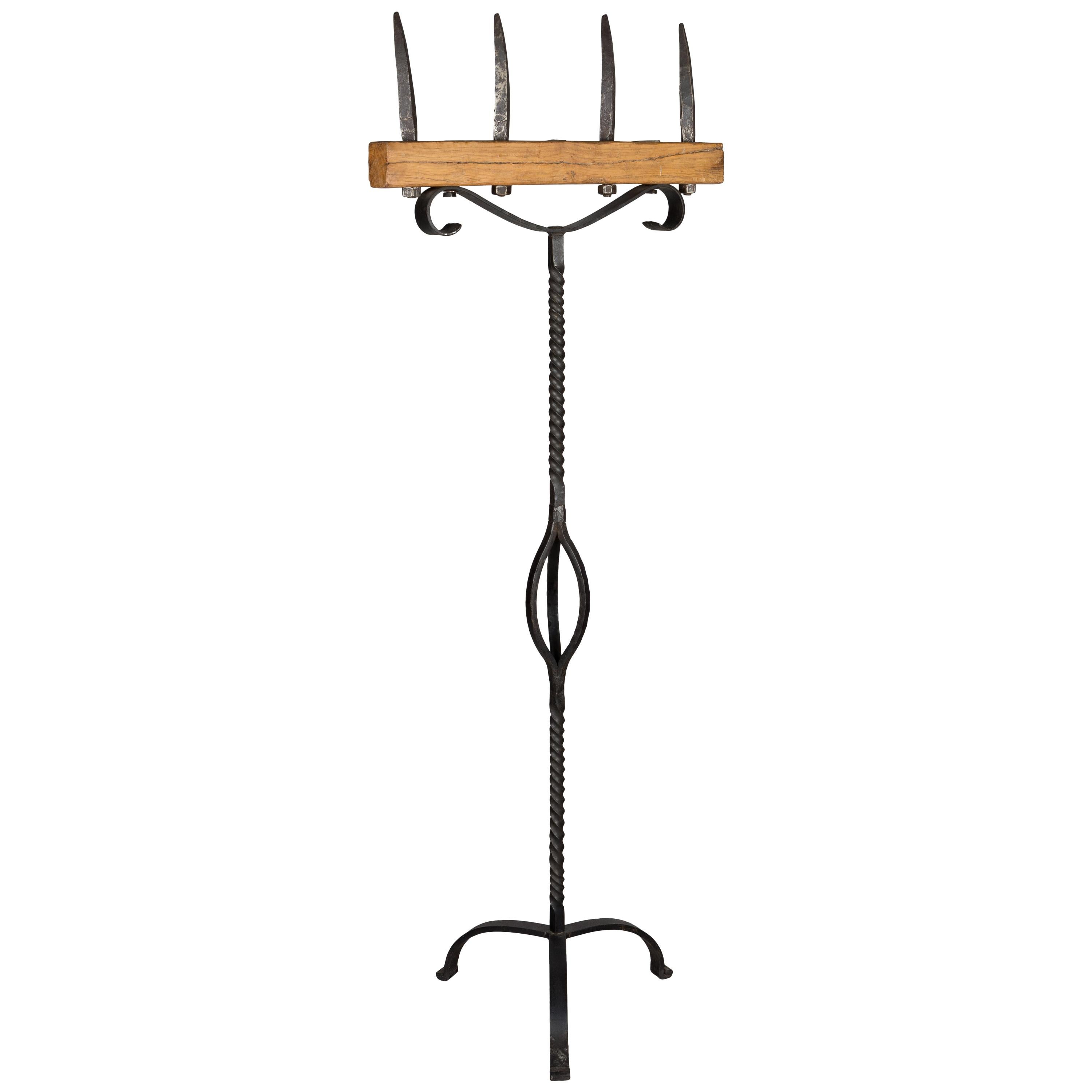 Weathered Industrial Steel Floor Candelabra For Sale at 1stDibs