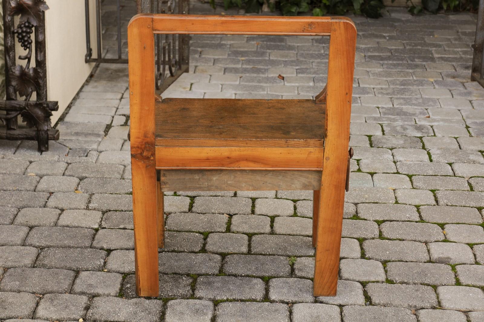 Rustic French Fruitwood Chair with Open Back and Lateral Drawer, circa 1820 5