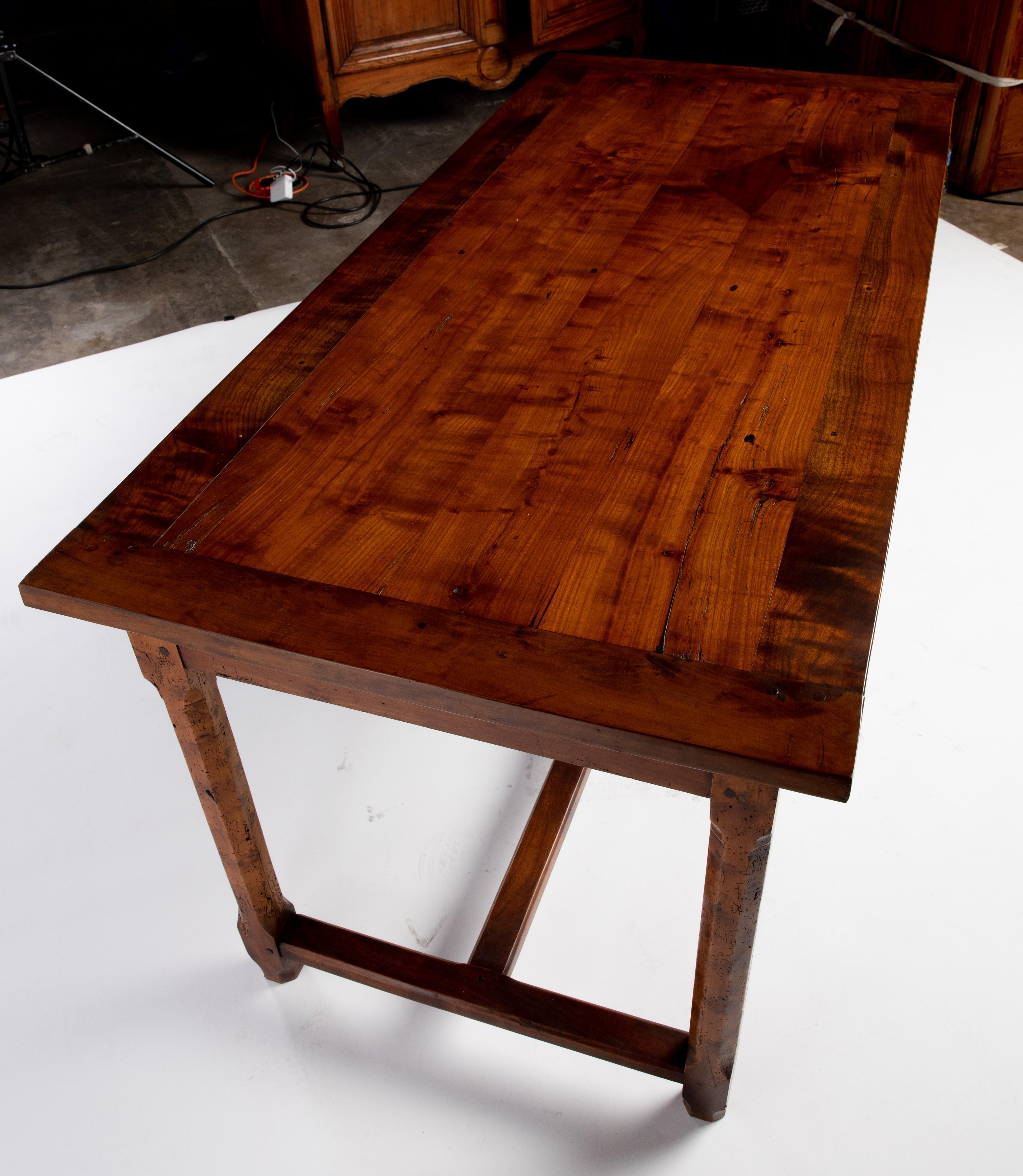 19th Century Rustic French Fruitwood Farmhouse Table