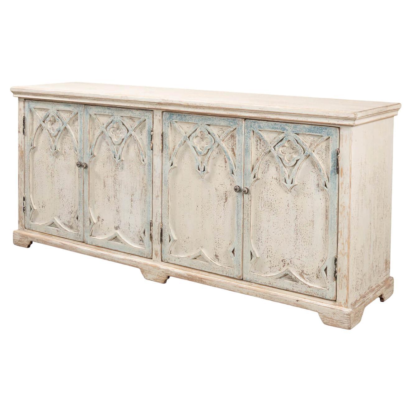 Rustic French Gothic Cabinet For Sale