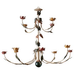 Rustic French Iron Twelve-Light Candle Chandelier