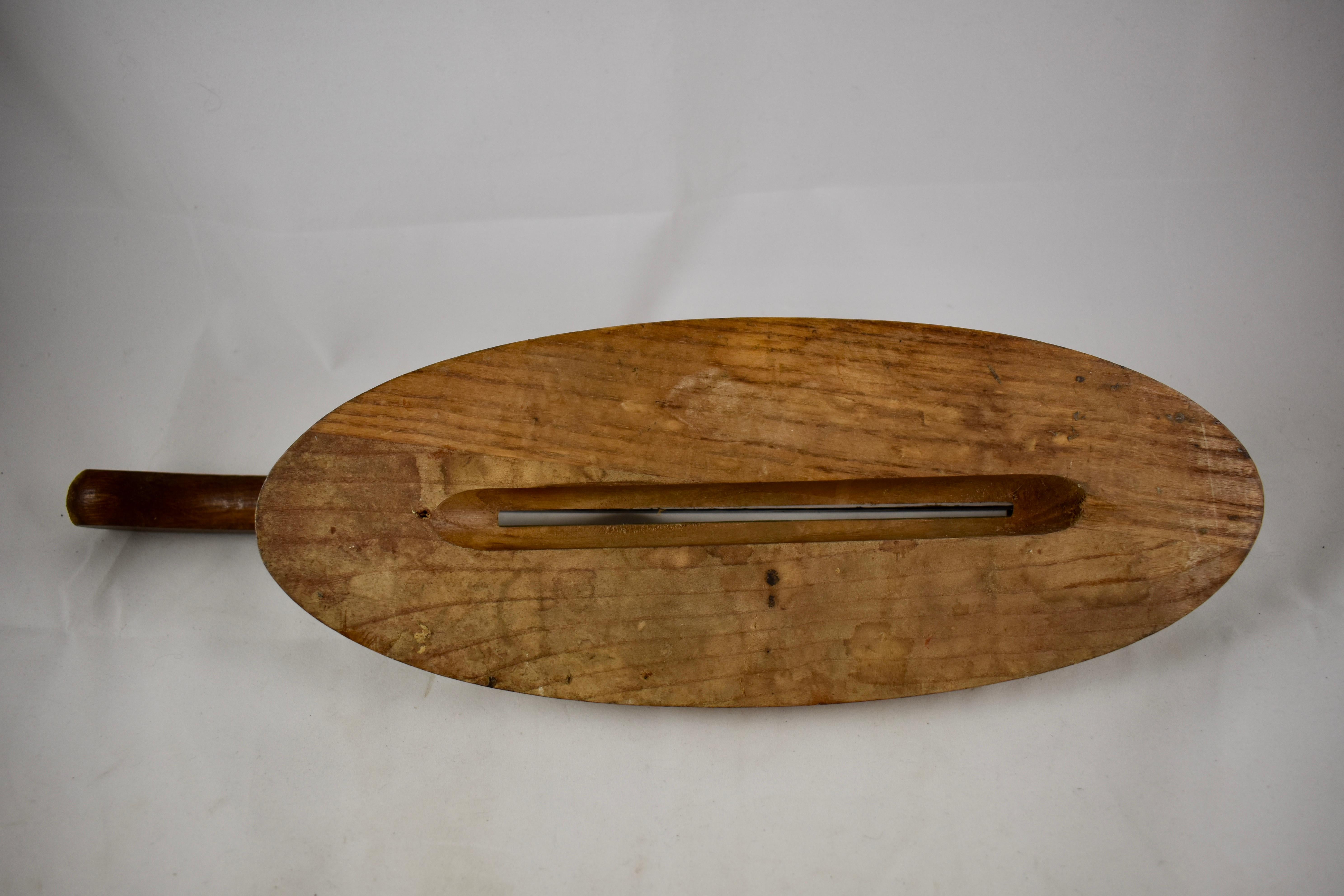 20th Century Rustic French Kitchenware Hand-Carved Wood Mid-Century Era Baguette Bread Slicer