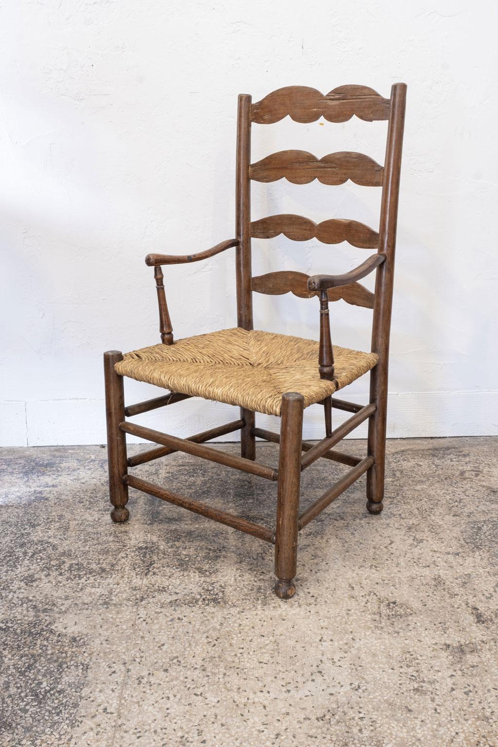 Rustic French Ladder Back Armchair 6
