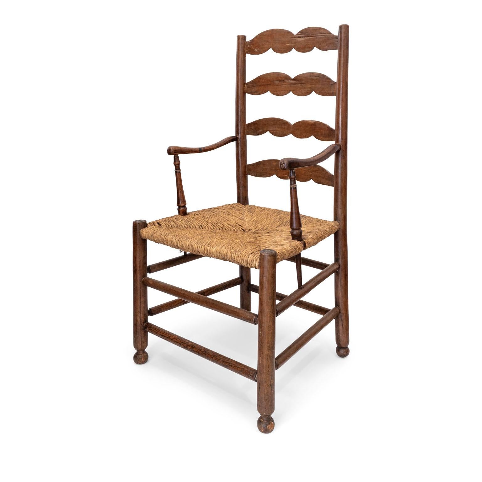 Rustic French Ladder Back Armchair 7