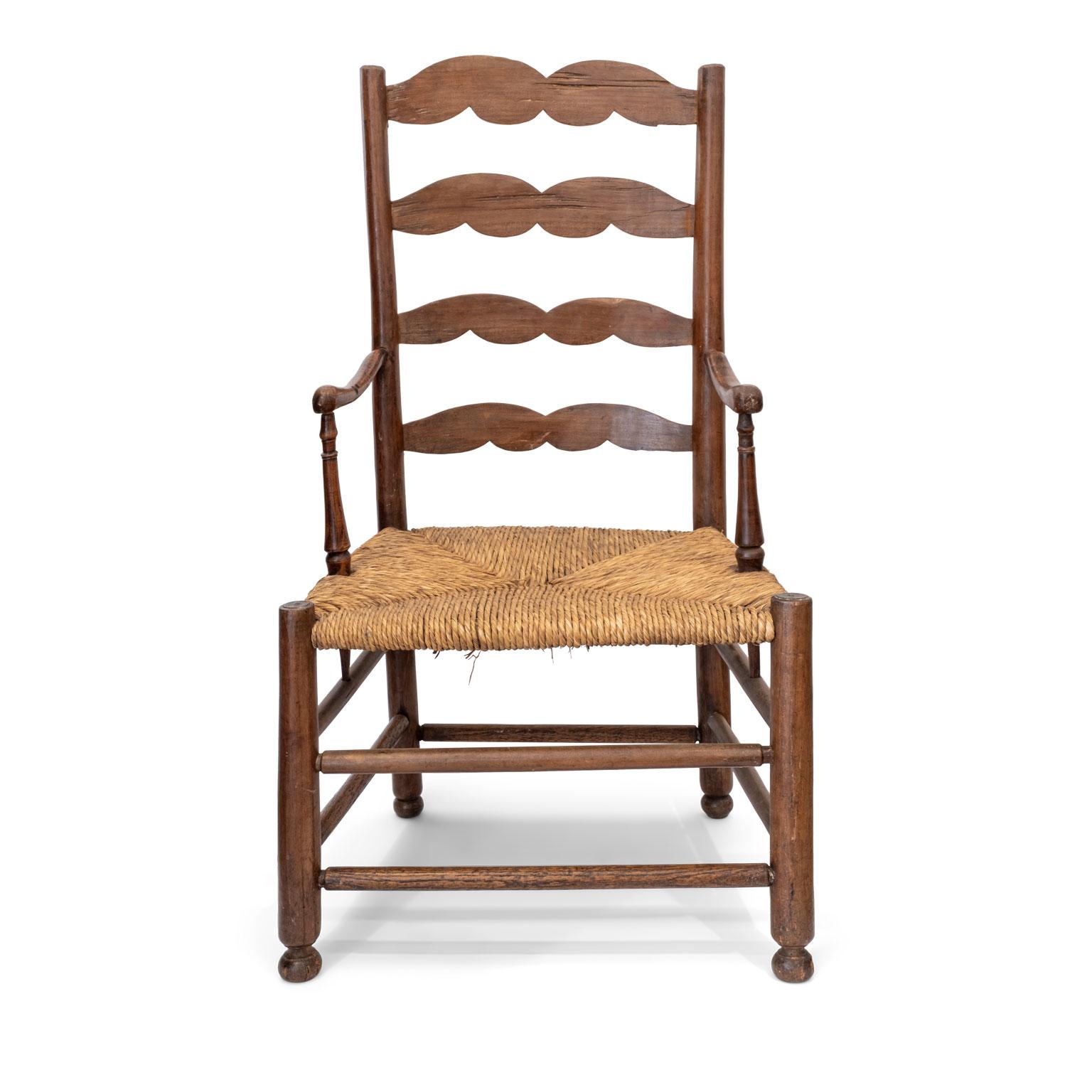 French Provincial Rustic French Ladder Back Armchair