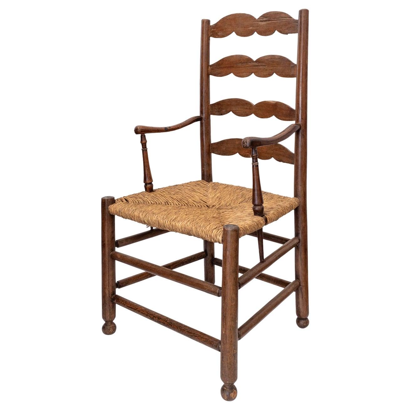 Rustic French Ladder Back Armchair 8