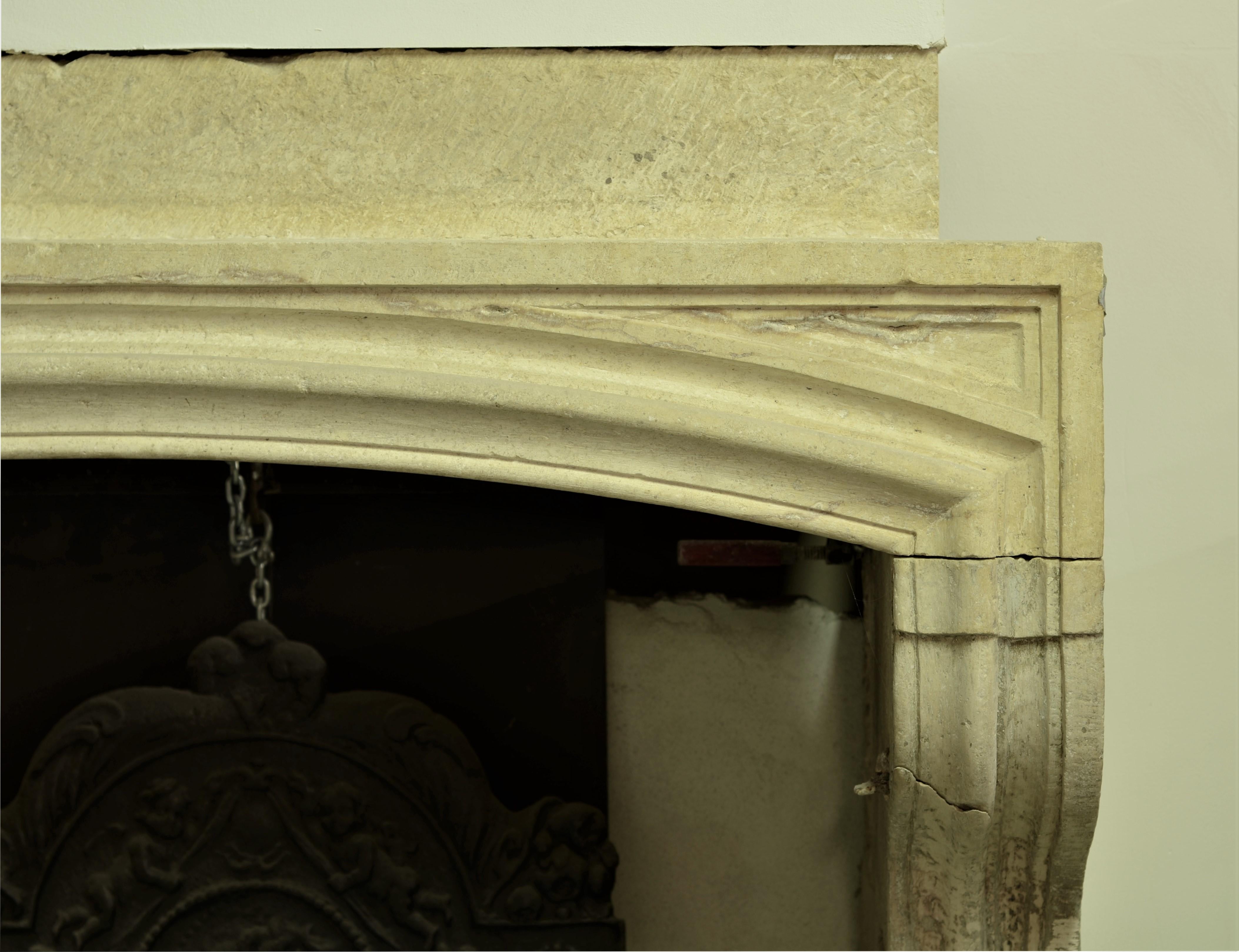 Limestone Rustic French Louis XIV Fireplace Mantel