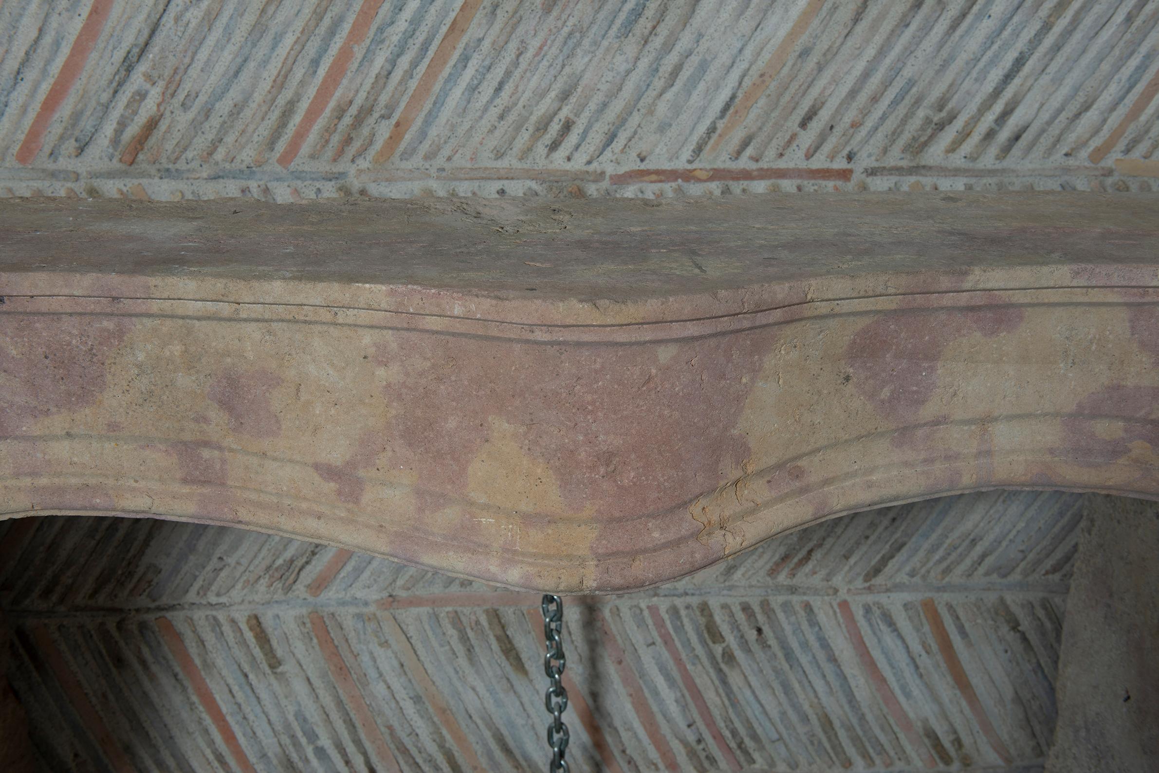 Limestone Rustic French Louis XV Fireplace For Sale