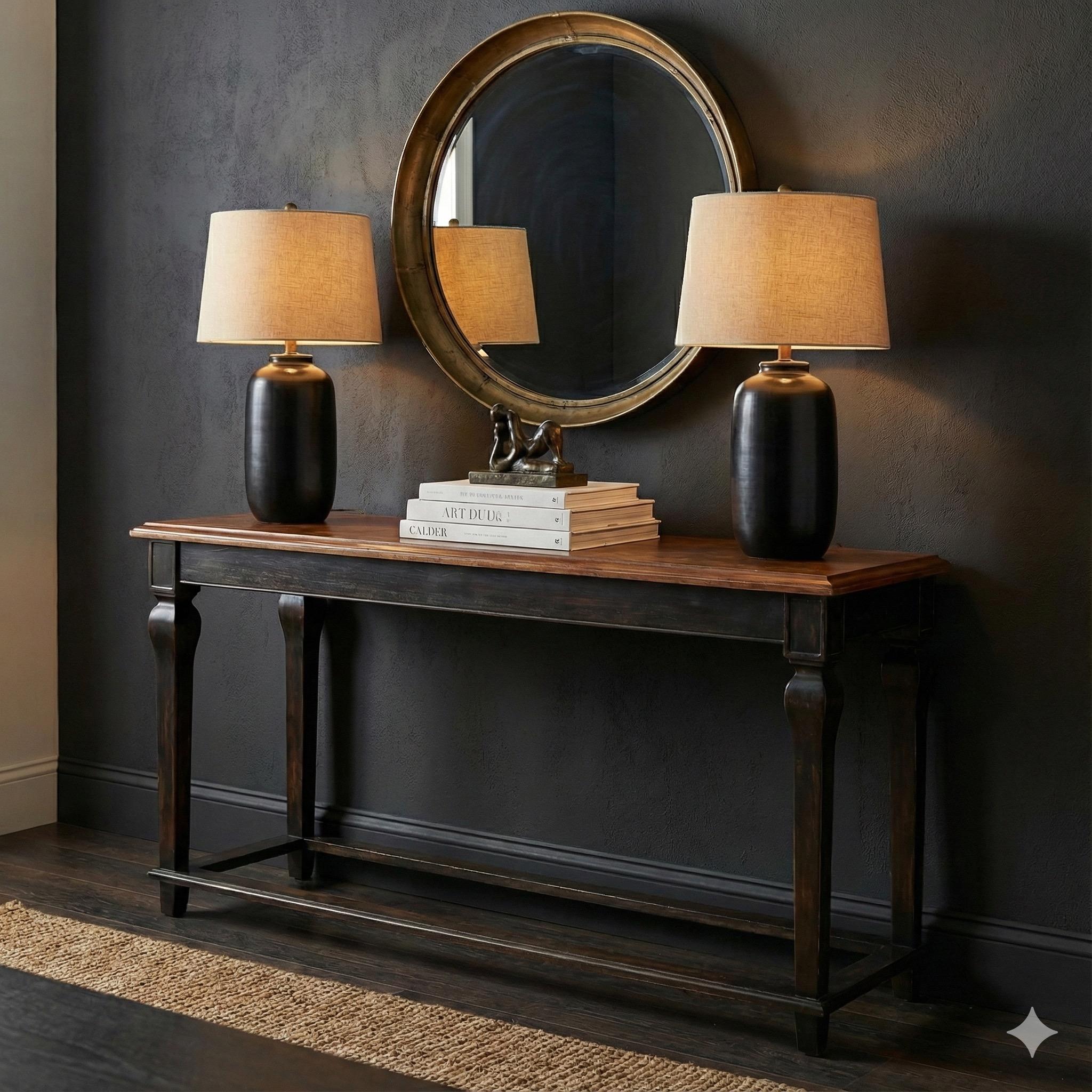 XX secolo Rustic French Louis XV Style Pine Console Table W/ Leather Top in vendita