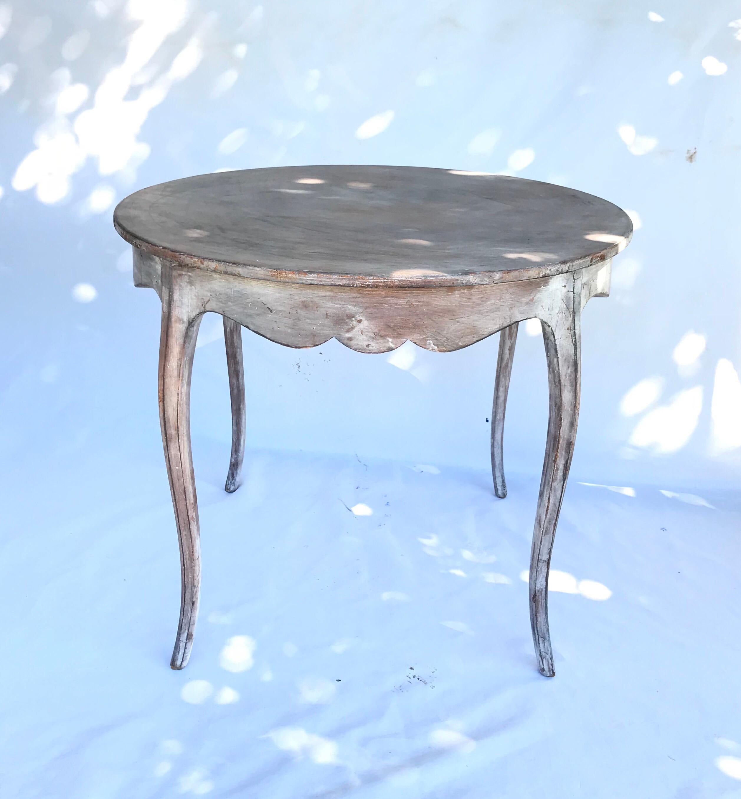 Rustic French Louis XV Style Side Table Having Cabriole Legs 4