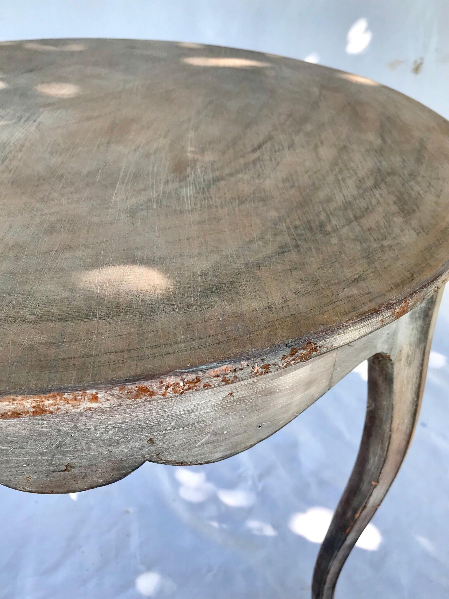 Bleached Rustic French Louis XV Style Side Table Having Cabriole Legs
