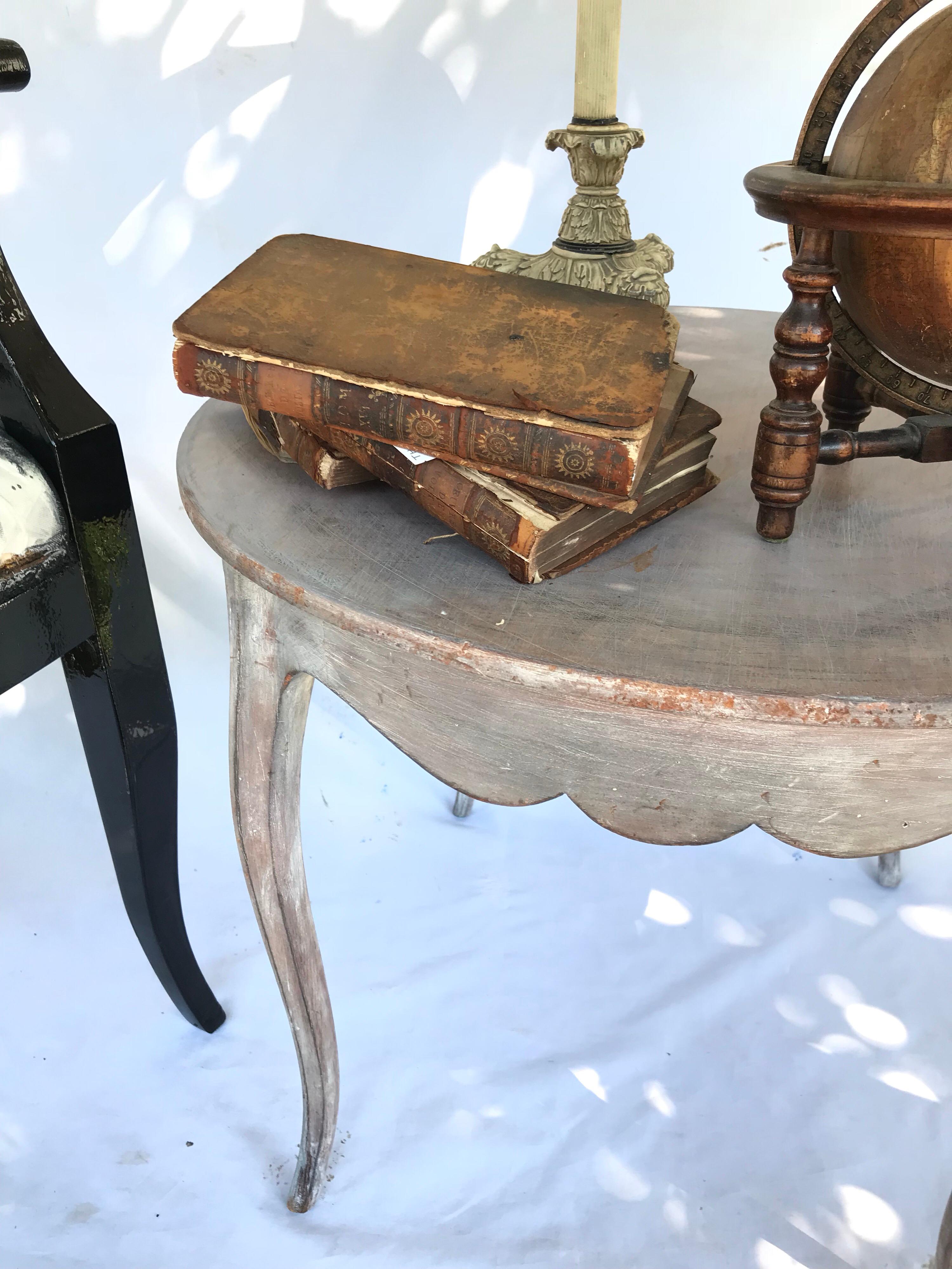 Rustic French Louis XV Style Side Table Having Cabriole Legs 1