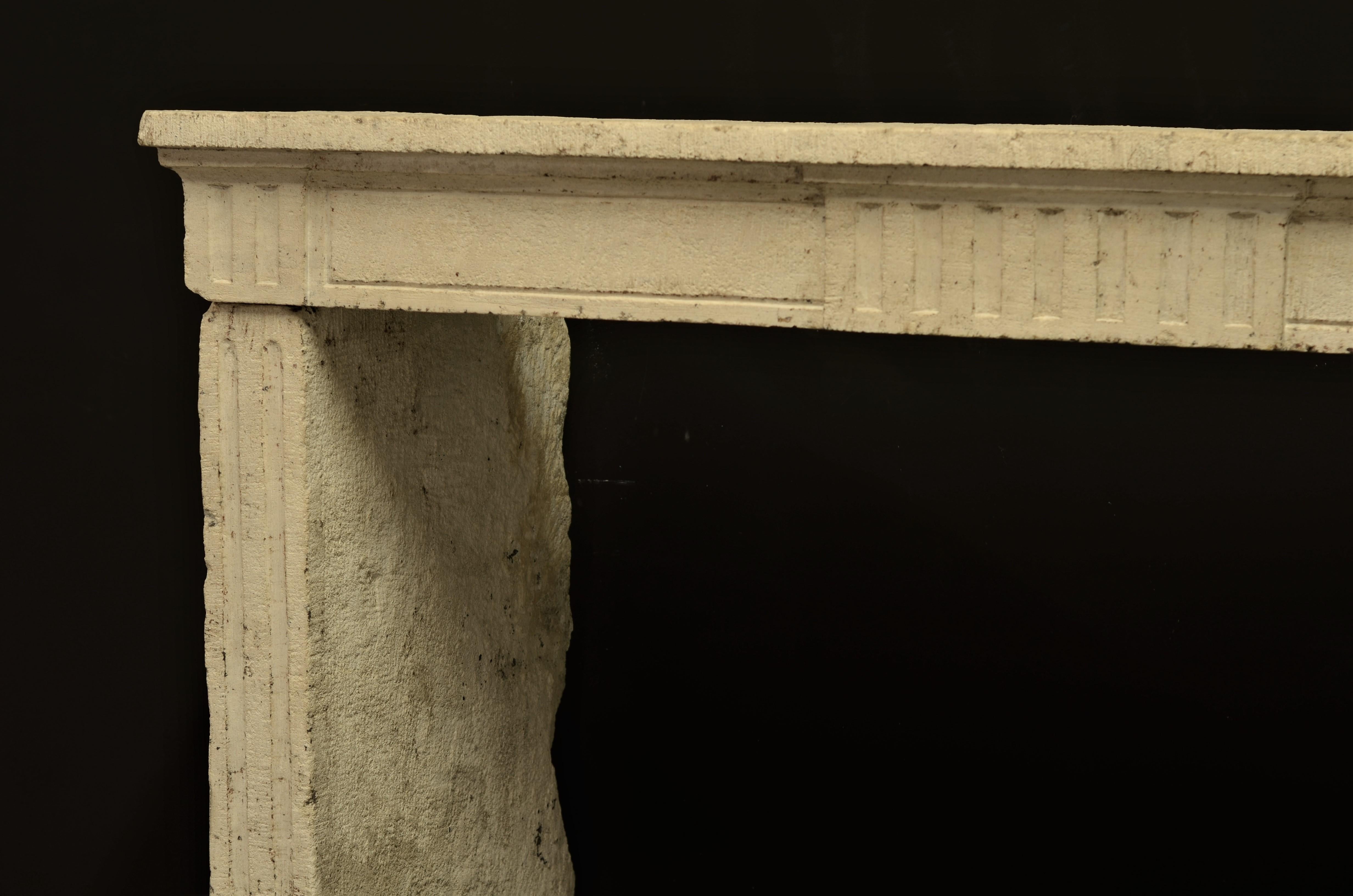 Limestone Rustic French Louis XVI Fireplace Mantel