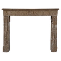 Rustic French Louis XVI Fireplace Mantel in Limestone