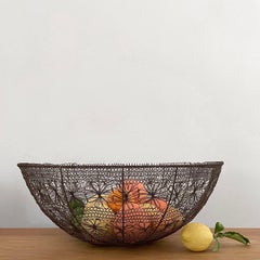 Rustic French Metal Floral Mesh Basket