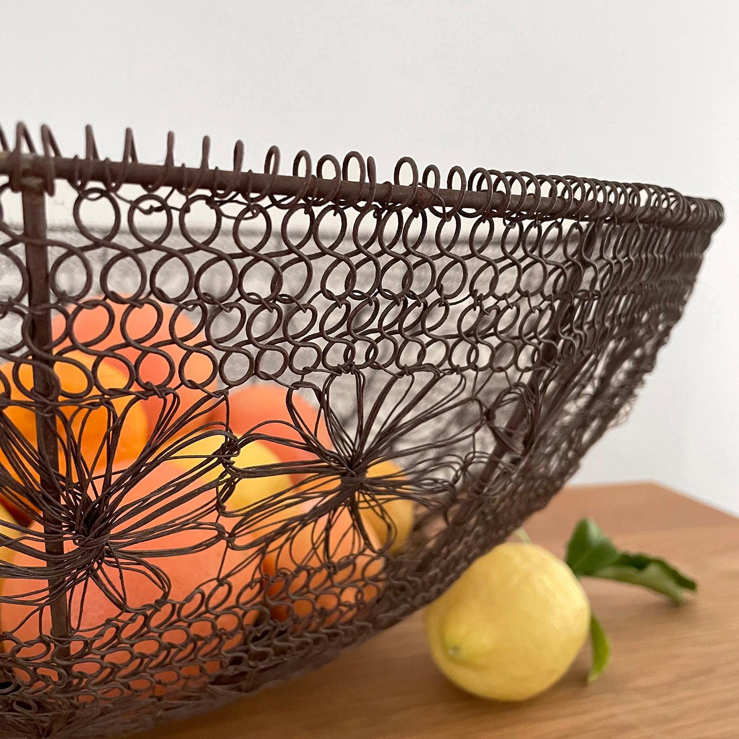 Rustic French Metal Floral Mesh Basket  For Sale 2