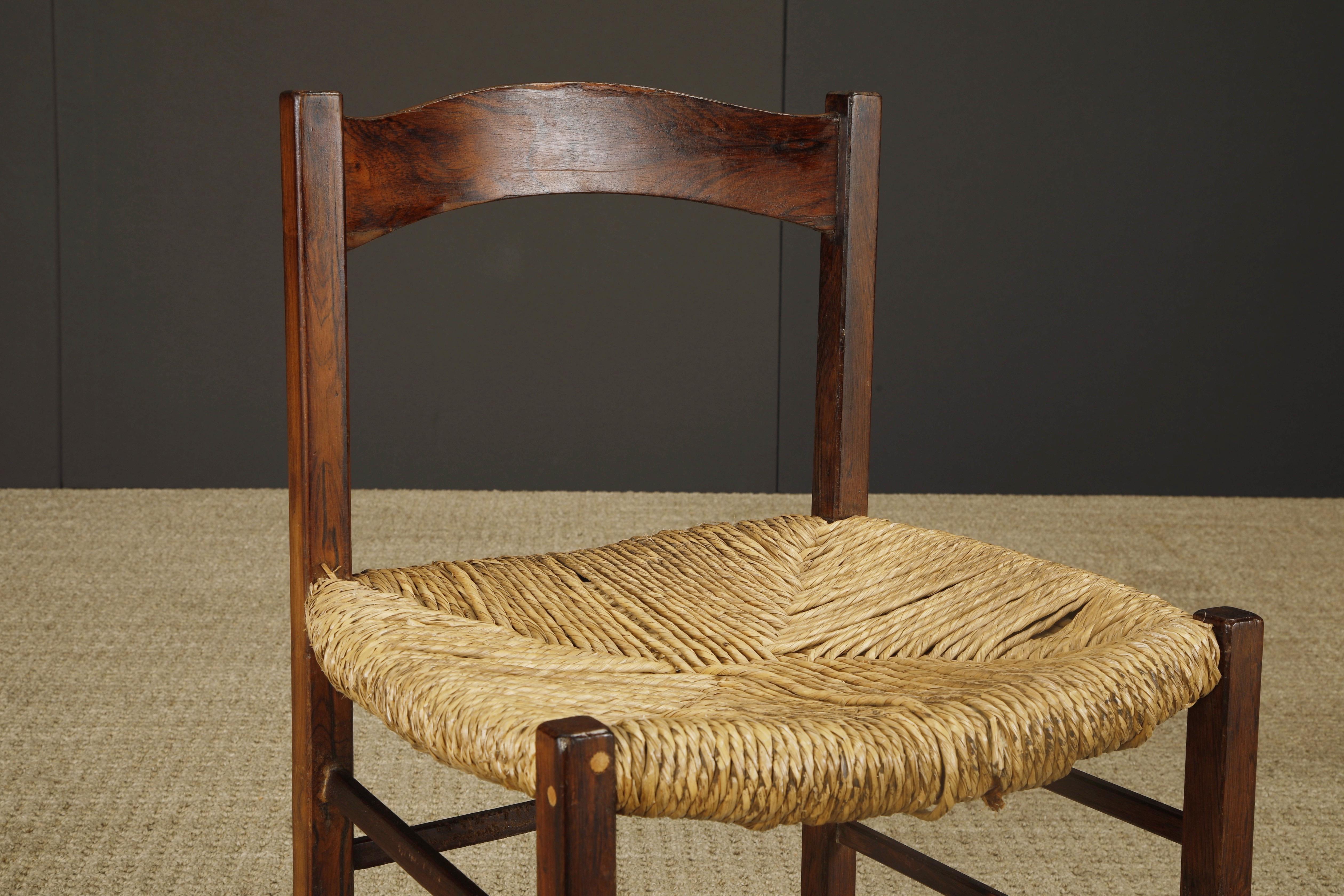 Sillas de comedor rústicas francesas de mediados de siglo, estilo de Charlotte Perriand en venta 9