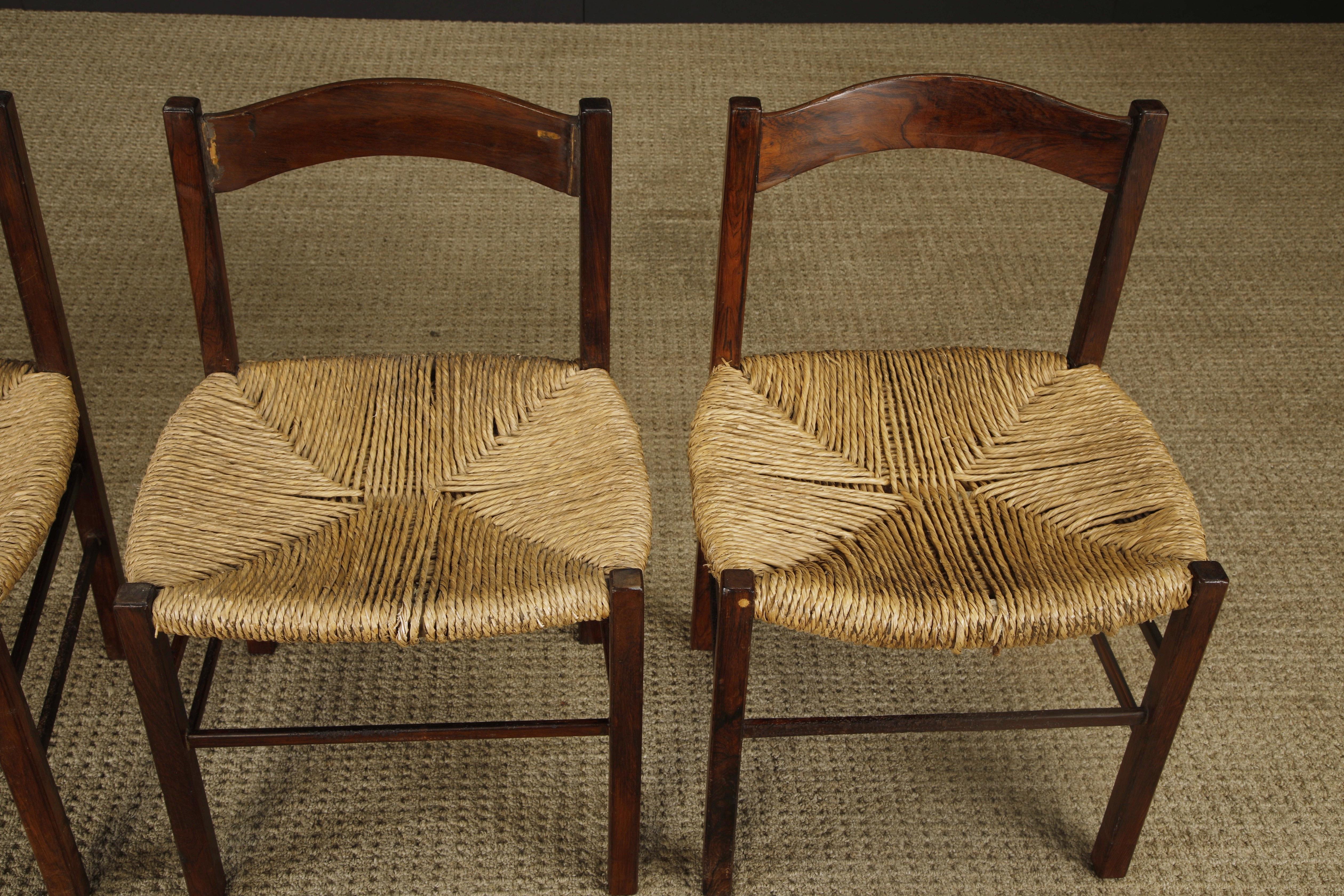 Sillas de comedor rústicas francesas de mediados de siglo, estilo de Charlotte Perriand en Bueno estado para la venta en Los Angeles, CA