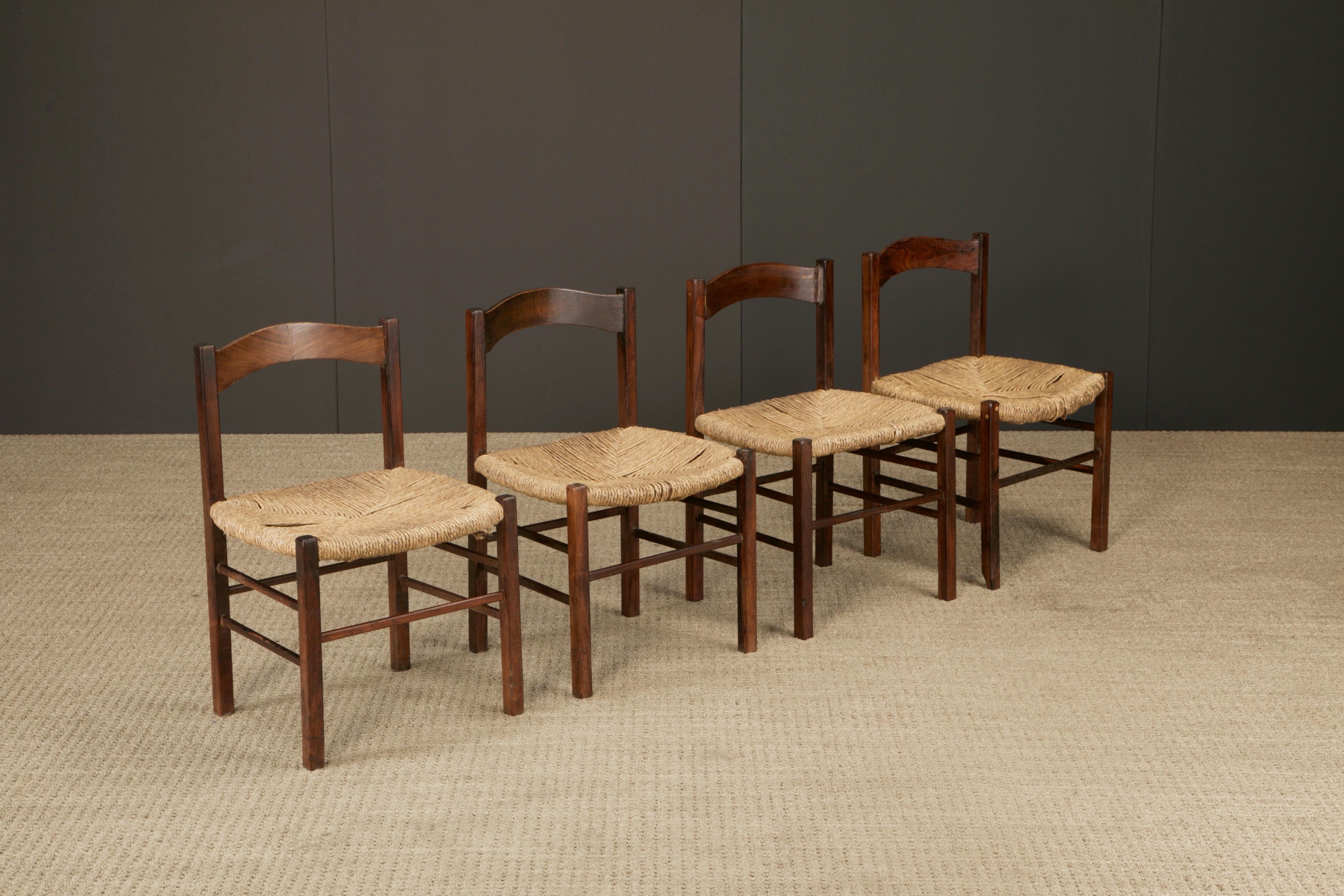 Sillas de comedor rústicas francesas de mediados de siglo, estilo de Charlotte Perriand en venta 1