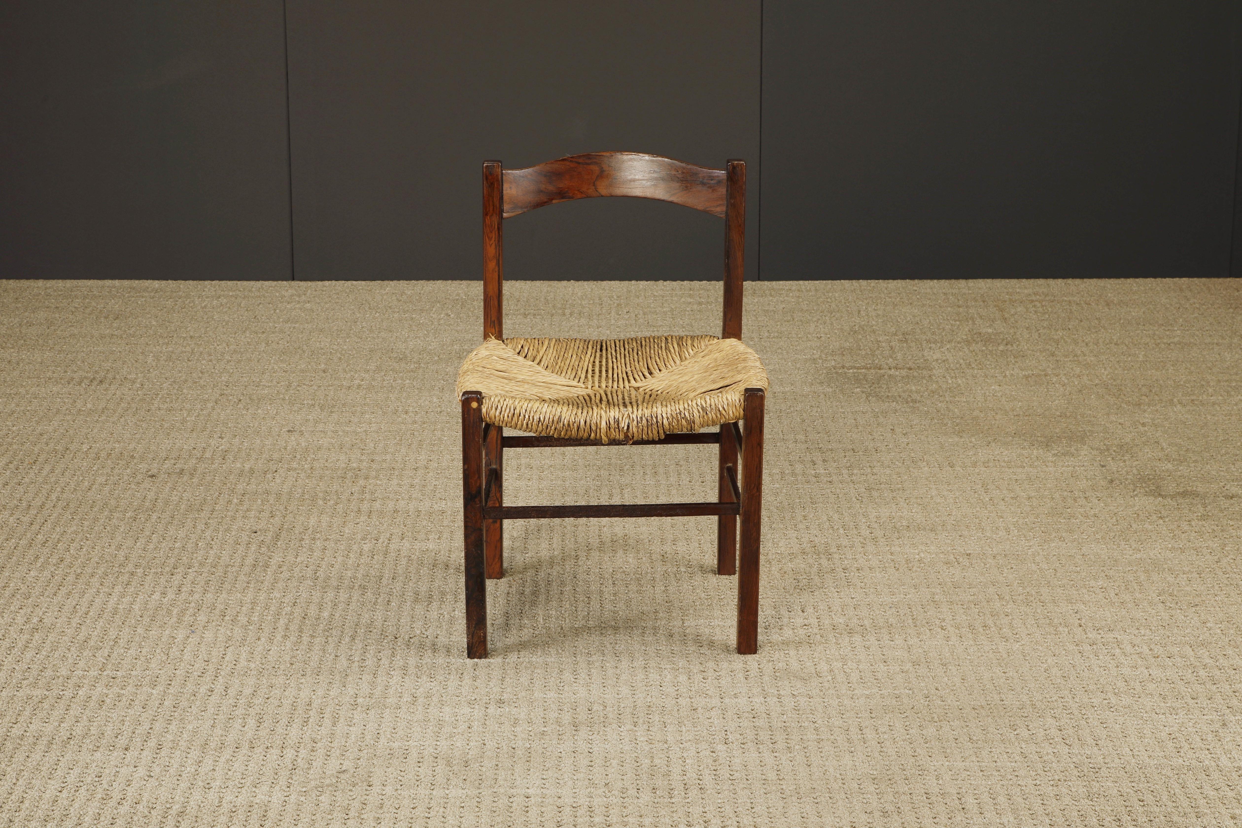 Sillas de comedor rústicas francesas de mediados de siglo, estilo de Charlotte Perriand en venta 2