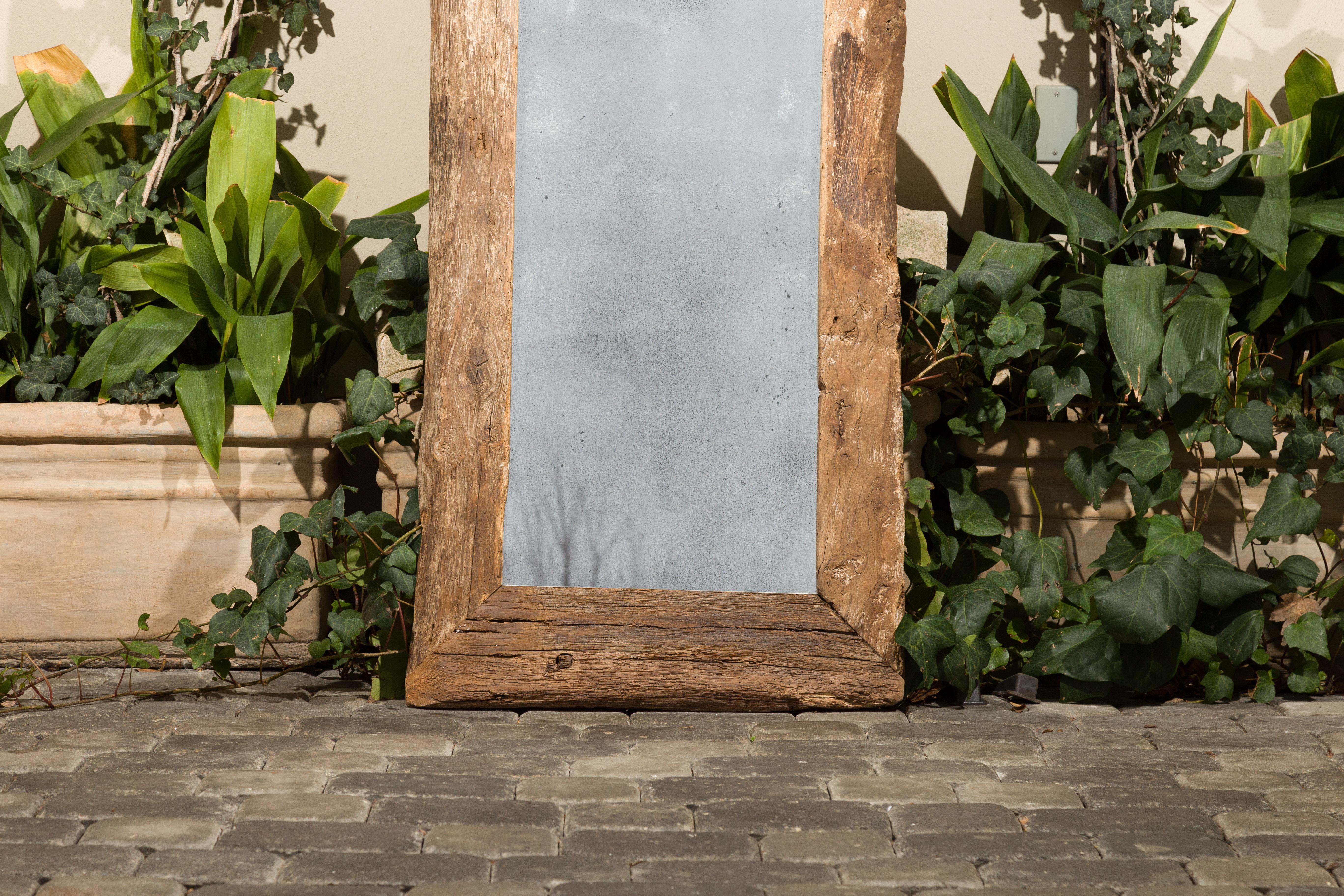 Rustic French Mirror Made from Mid-19th Century Wood with Antiqued Glass For Sale 4
