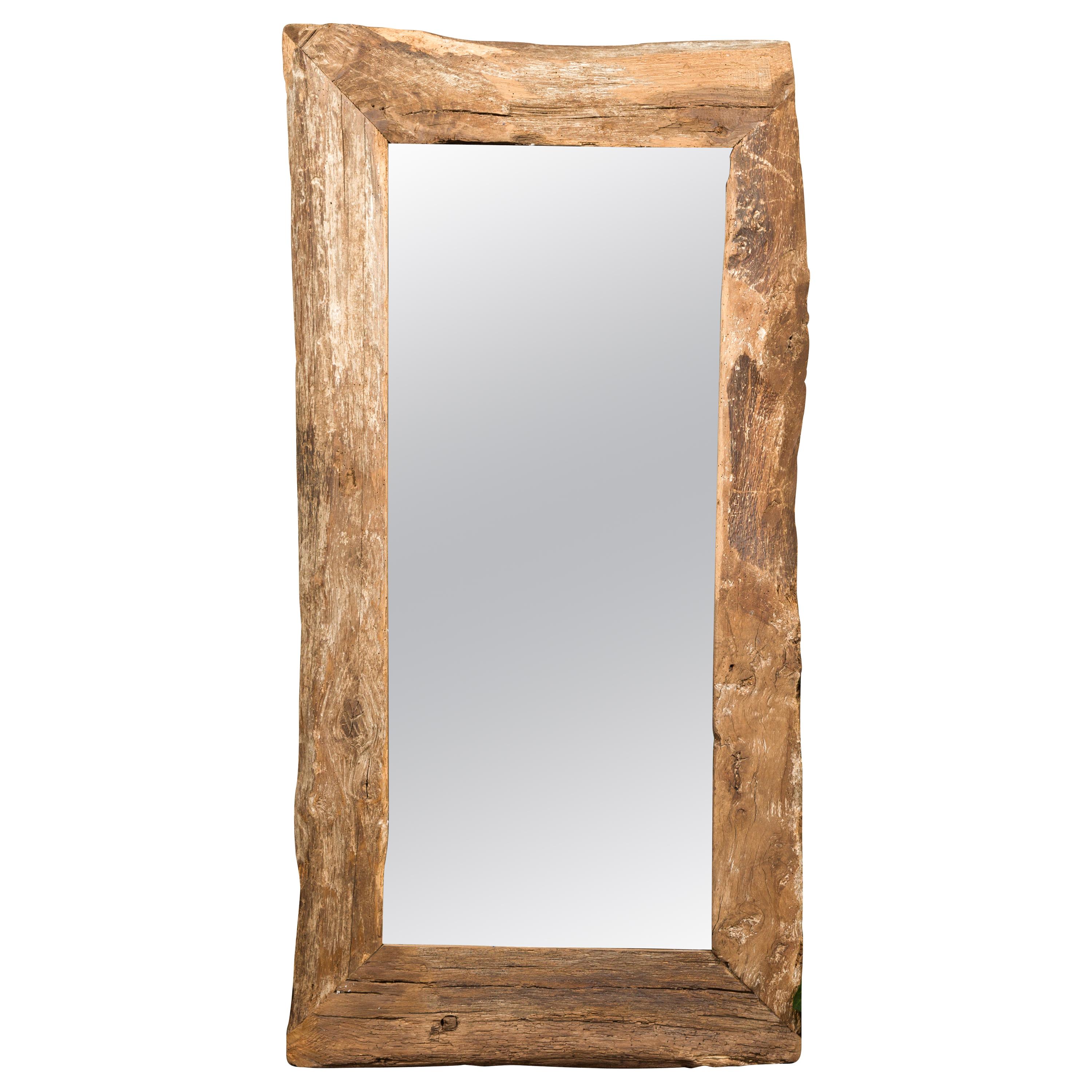 Rustic French Mirror Made from Mid-19th Century Wood with Antiqued Glass