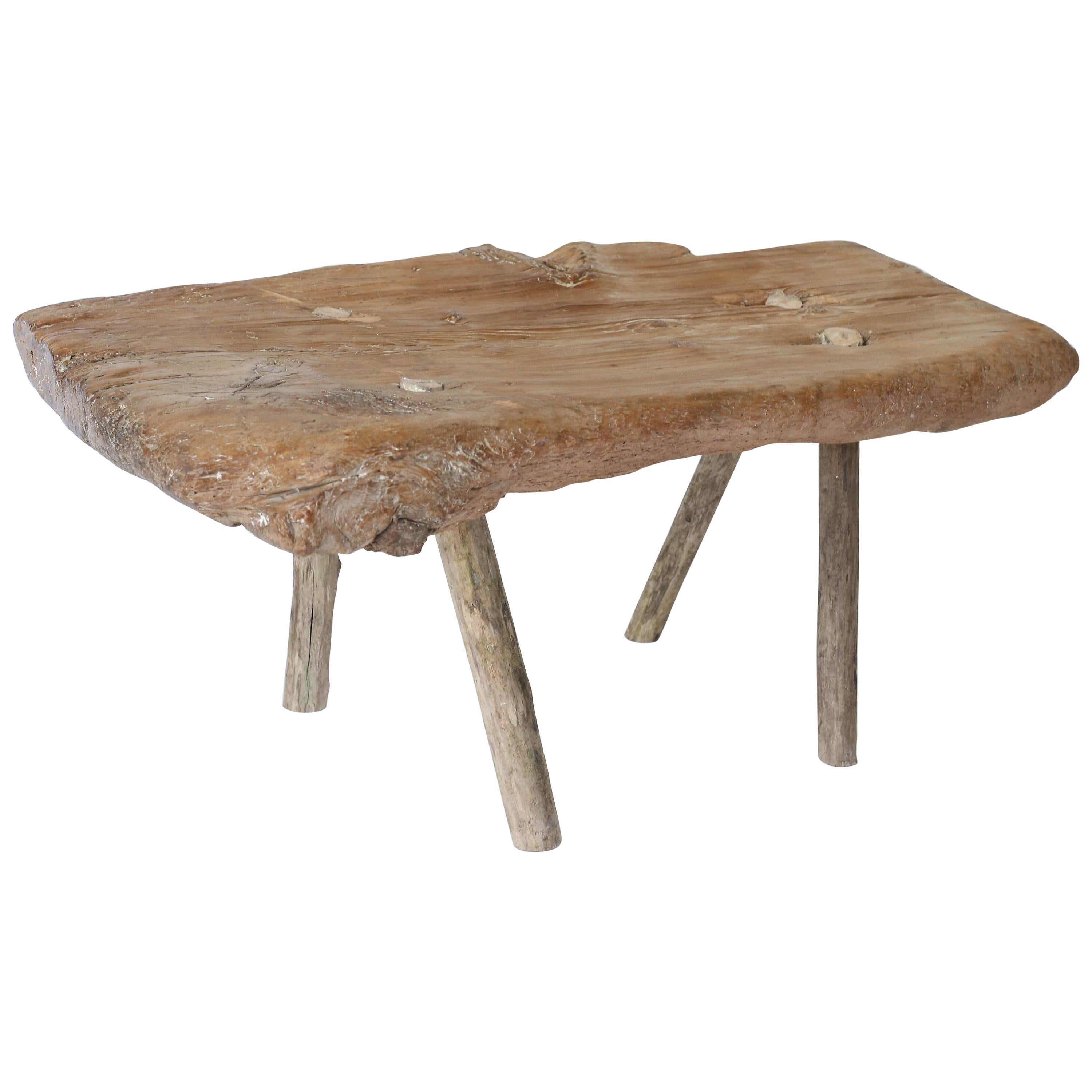 Rustic French Natural Pine Low Table or Bench