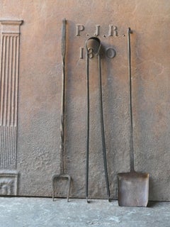 Rustic French Neoclassical Fireplace Tools, 18th-19th Century