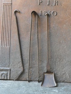 Rustic French Neoclassical Fireplace Tools, 18th-19th Century