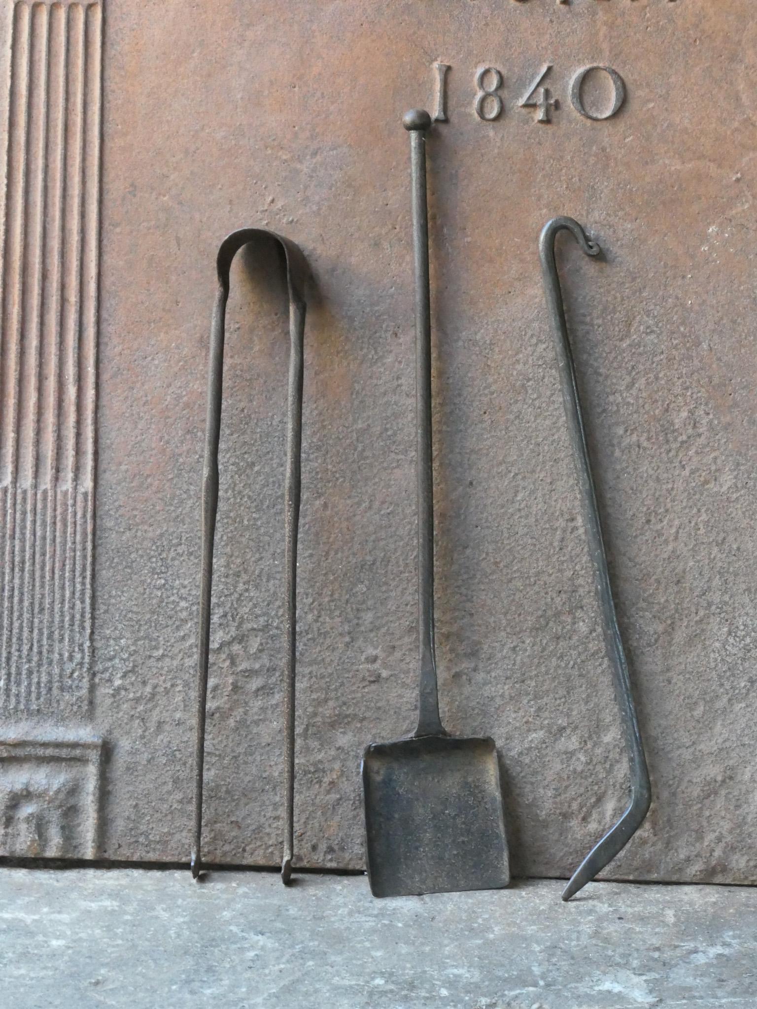 Rustic French Neoclassical Fireplace Tools, 18th-19th Century For Sale 2