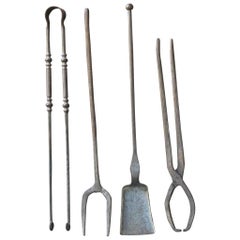 Rustic French Neoclassical Fireplace Tools, 18th-19th Century