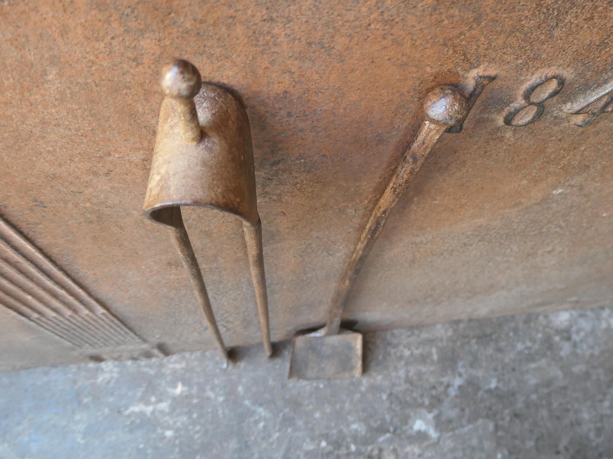 Rustic French Neoclassical Fireplace Tools, Louis XV Period In Good Condition For Sale In Soest, NL