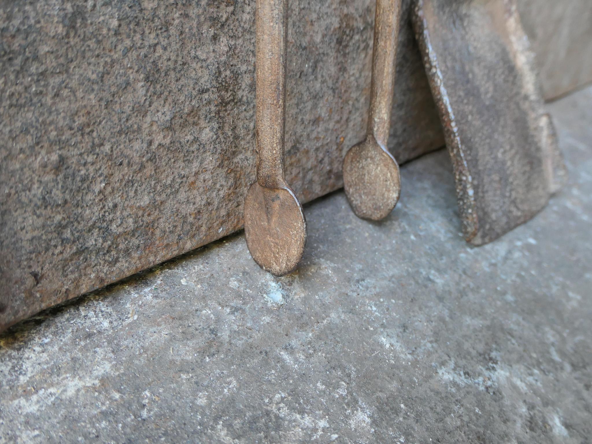 18th Century and Earlier Rustic French Neoclassical Fireplace Tools, Louis XV Period For Sale